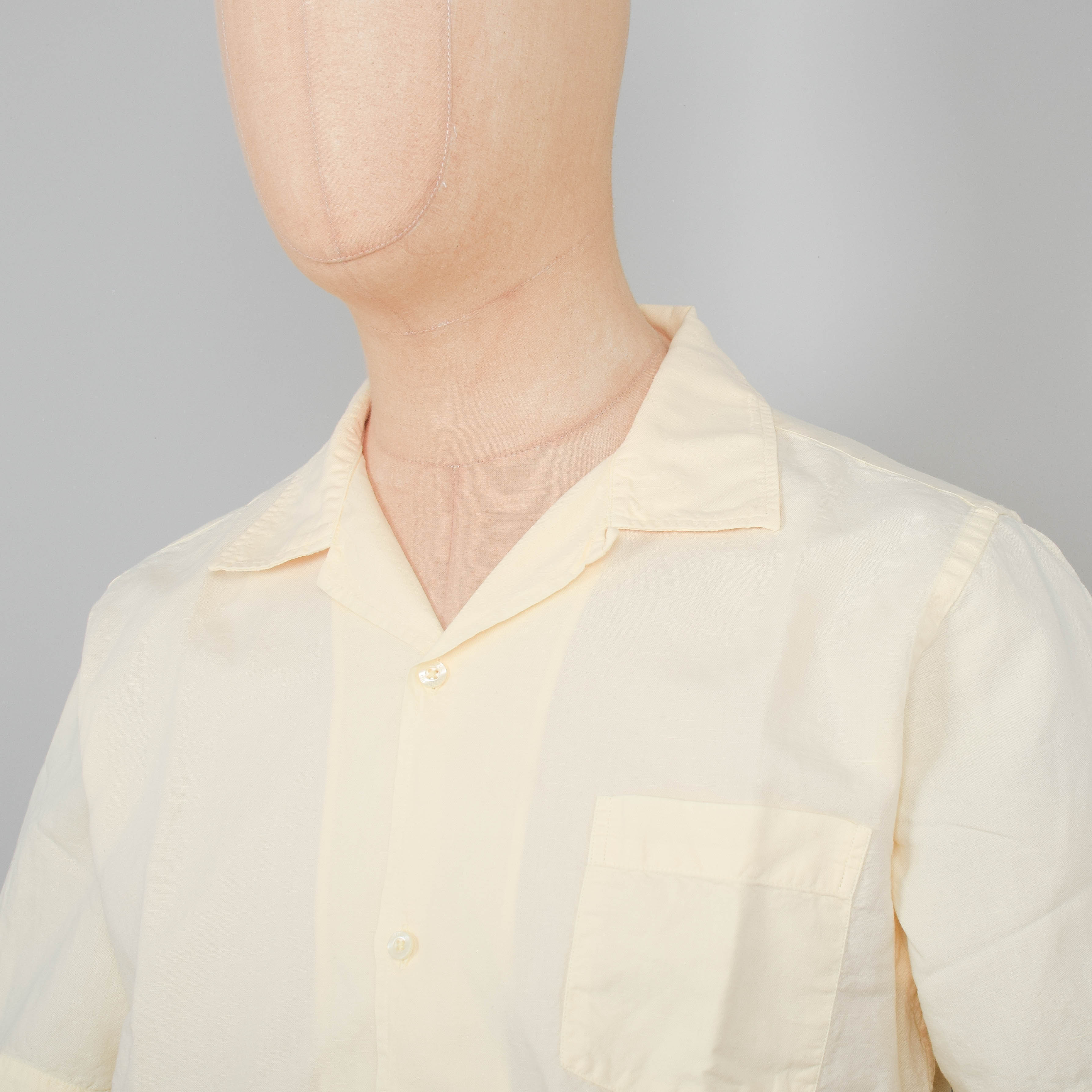 Colorful Standard Linen Short Sleeve Shirt - Soft Yellow - Image 2