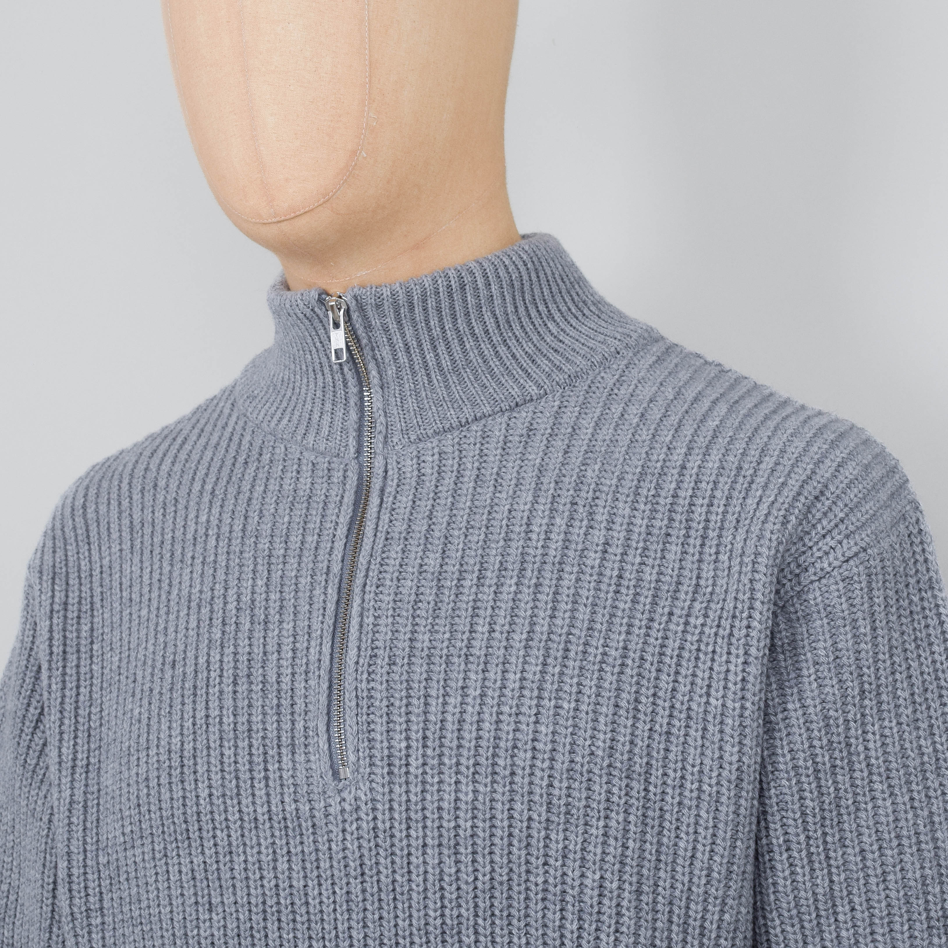 Colorful Standard Merino Quarter Zip - Heather Grey - Image 2