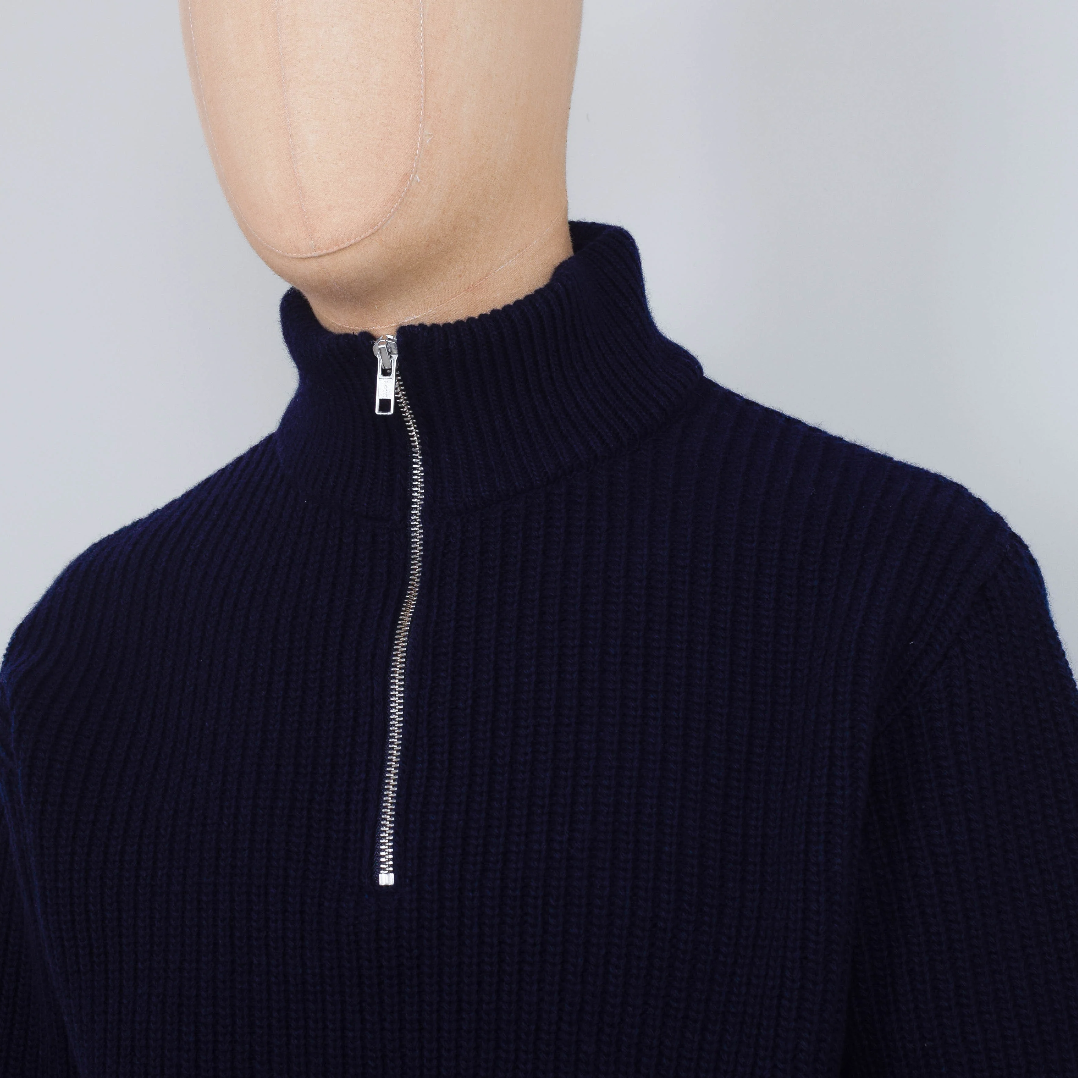 Colorful Standard Merino Quarter Zip - Navy Blue - Image 2