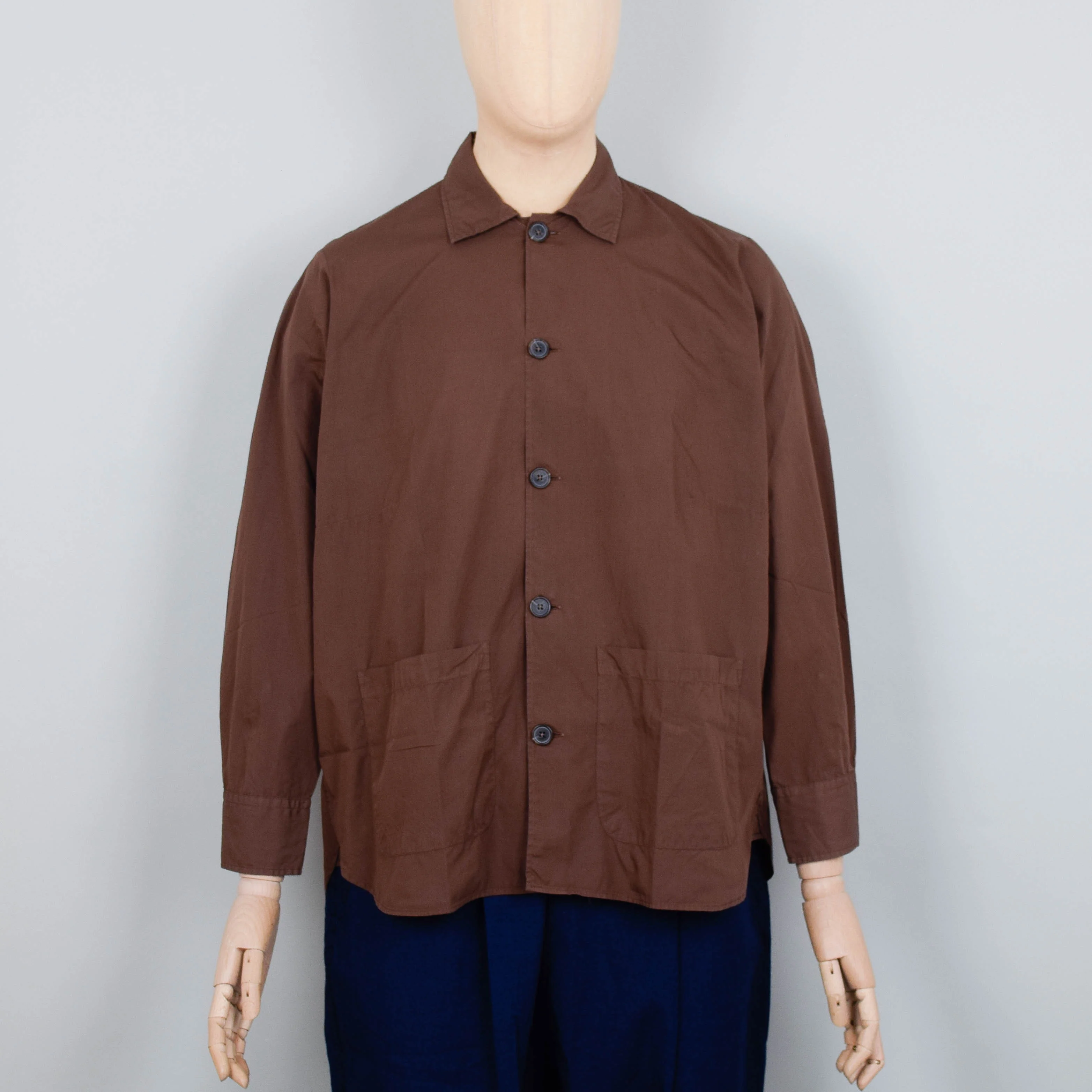 Universal Works Travail Shirt Organic Fine Poplin - Brown