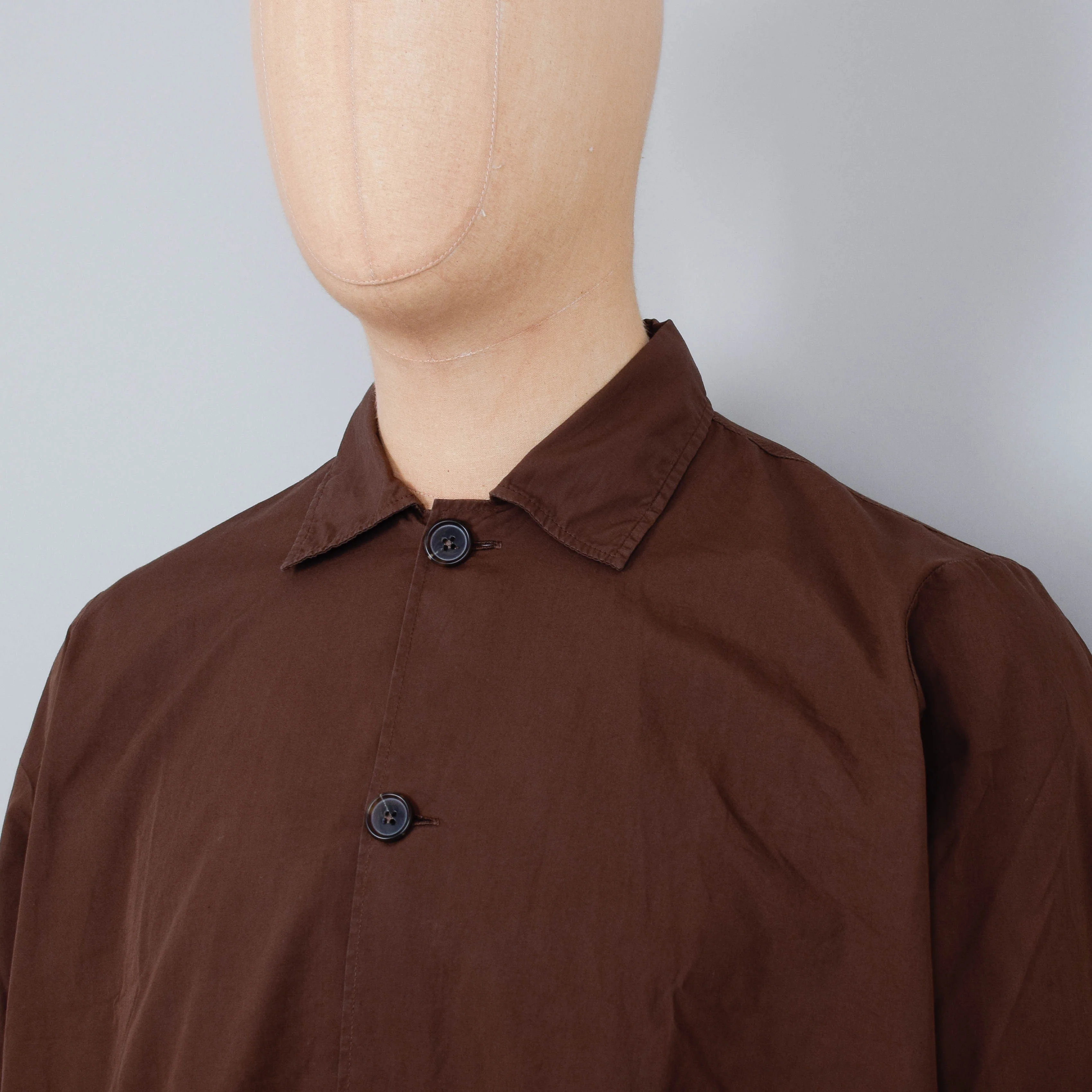 Universal Works Travail Shirt Organic Fine Poplin - Brown - Image 2