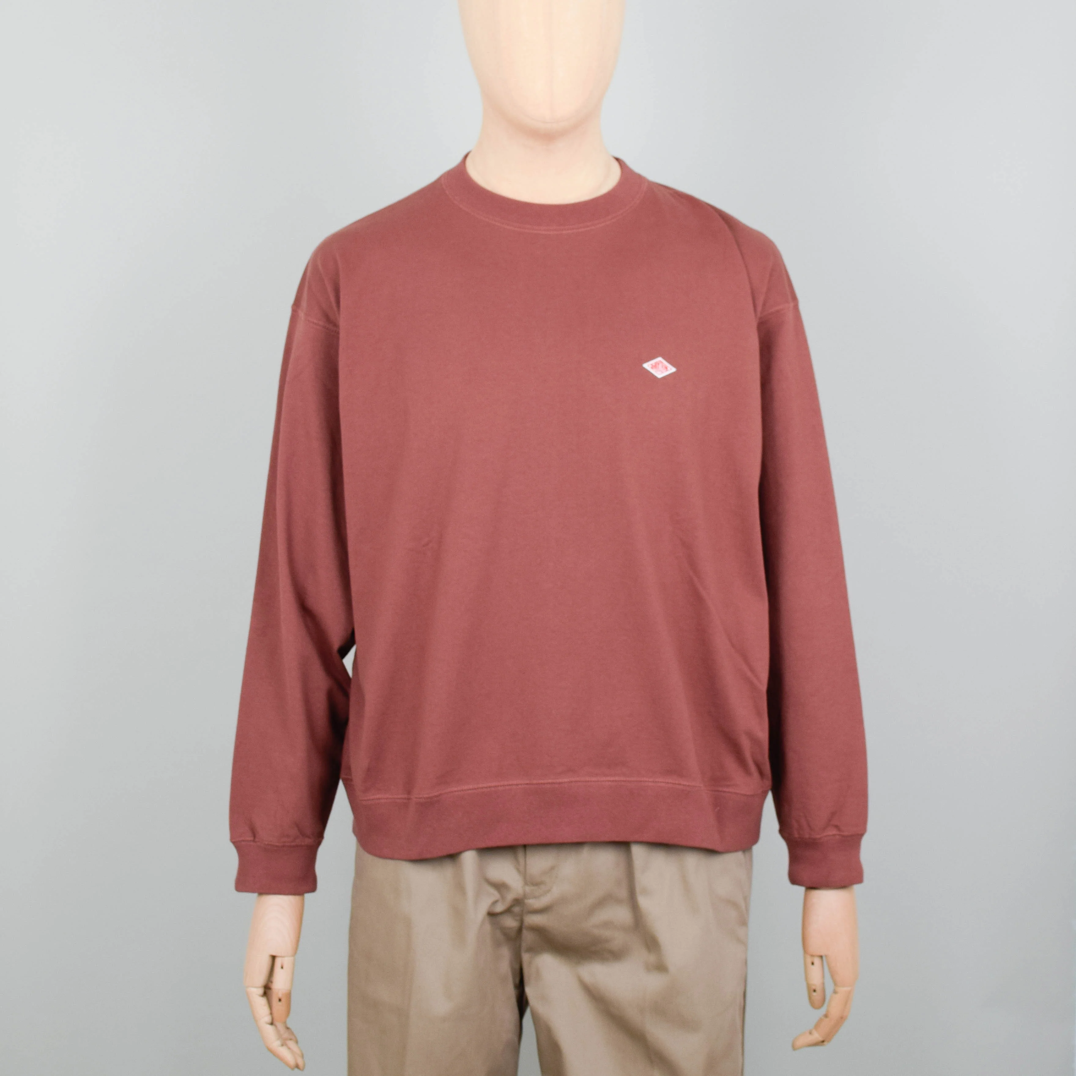 Danton Crew Neck P.O L/S Rib - Reddish Brown