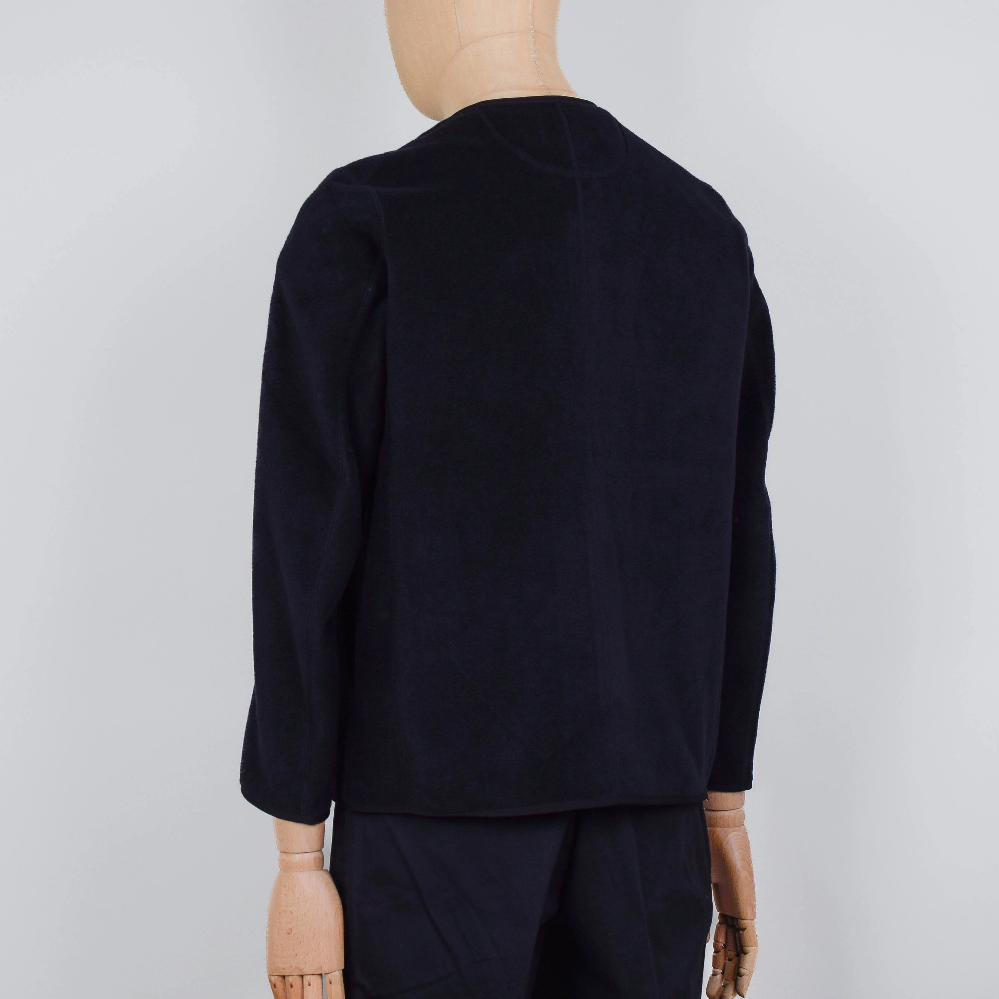 Danton Fleece Collarless Jacket - Black - Image 3