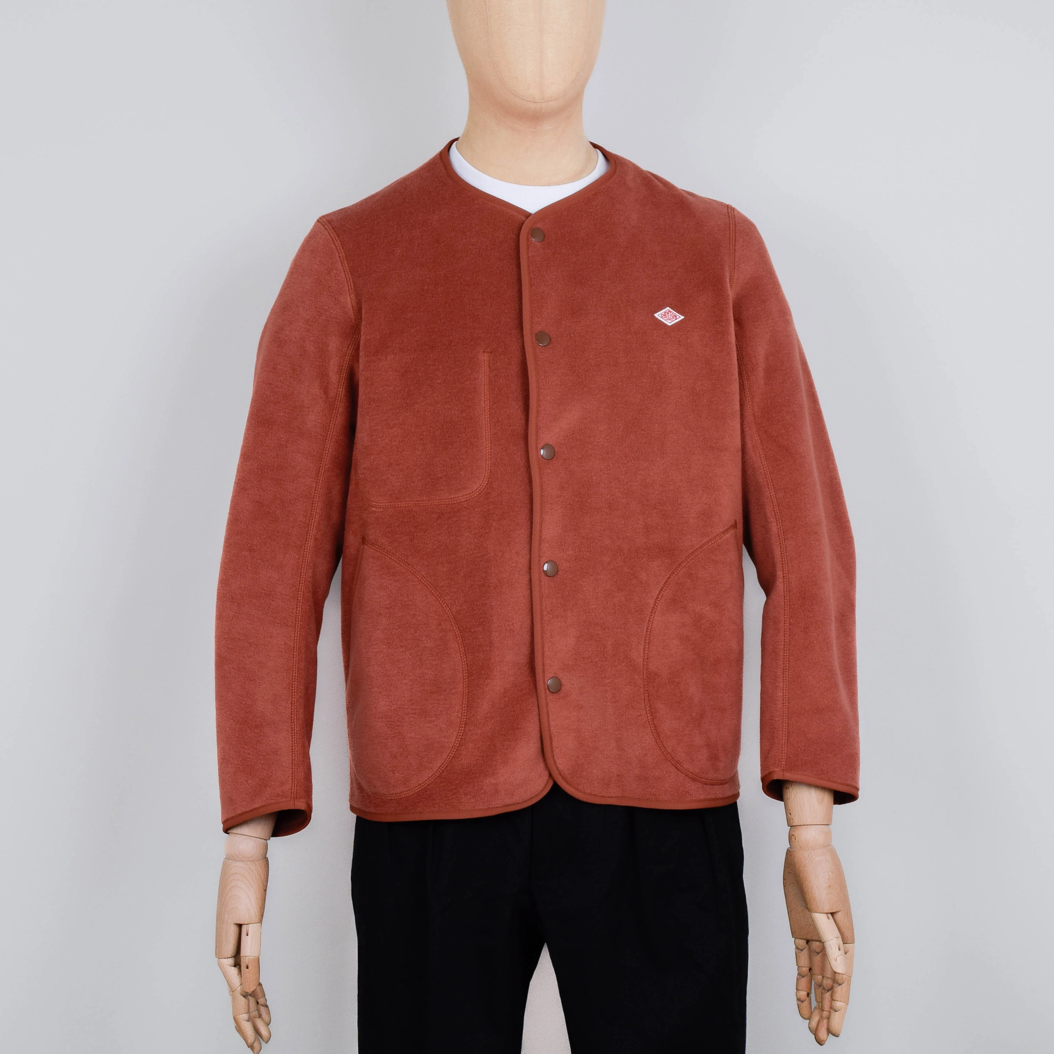 Danton Fleece Collarless Jacket - Dark Orange