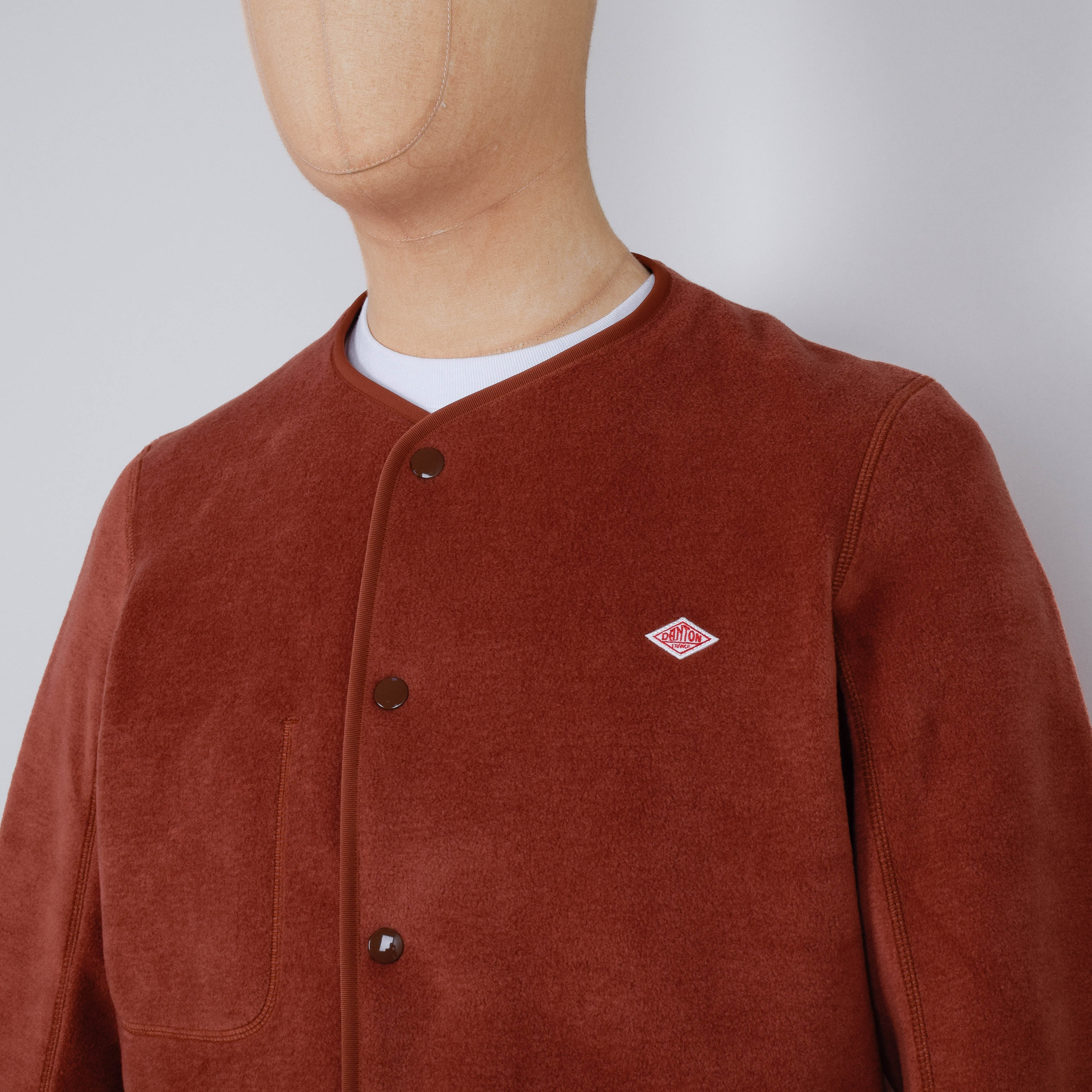 Danton Fleece Collarless Jacket - Dark Orange - Image 2