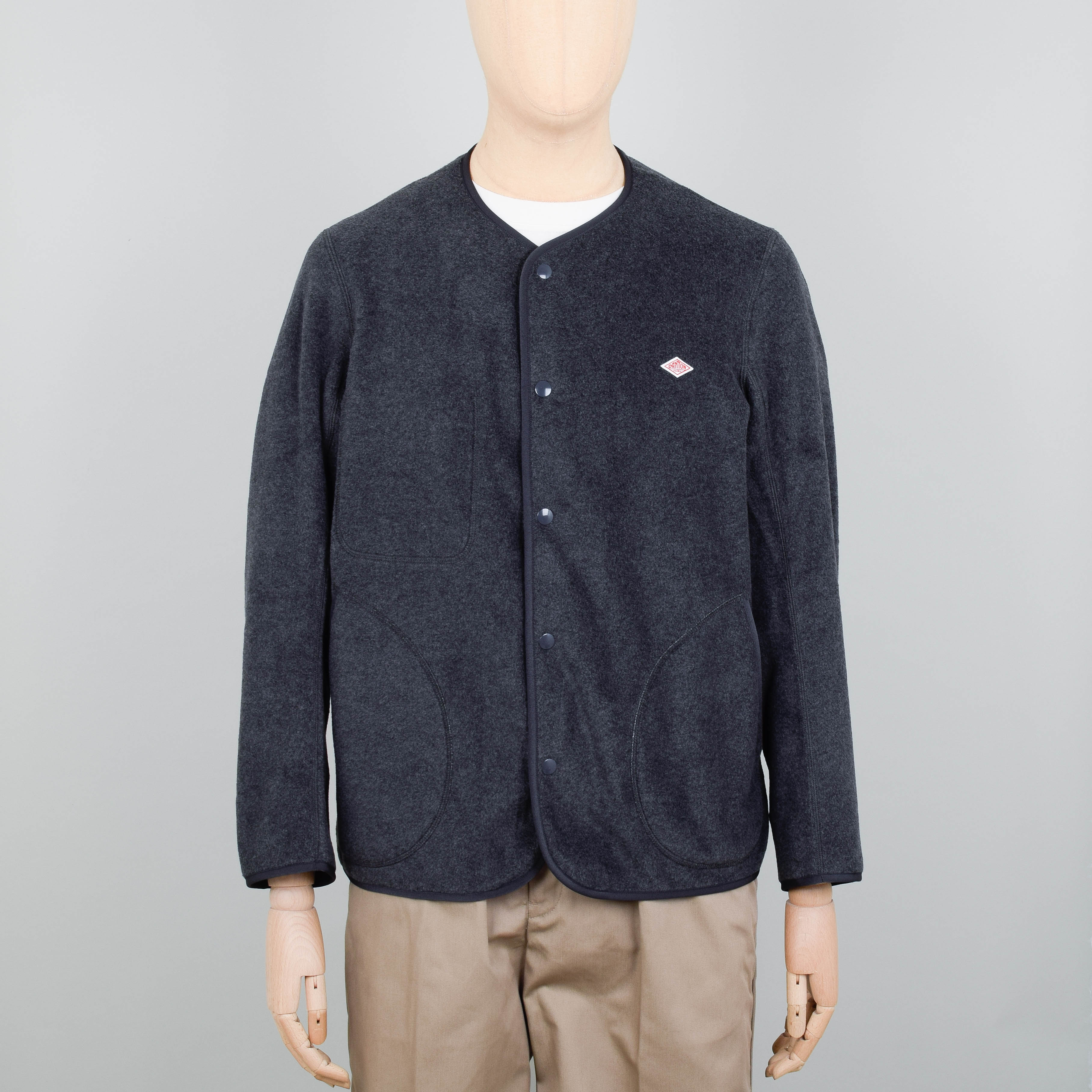 Danton Fleece Collarless Jacket JD-8939 - Charcoal Grey