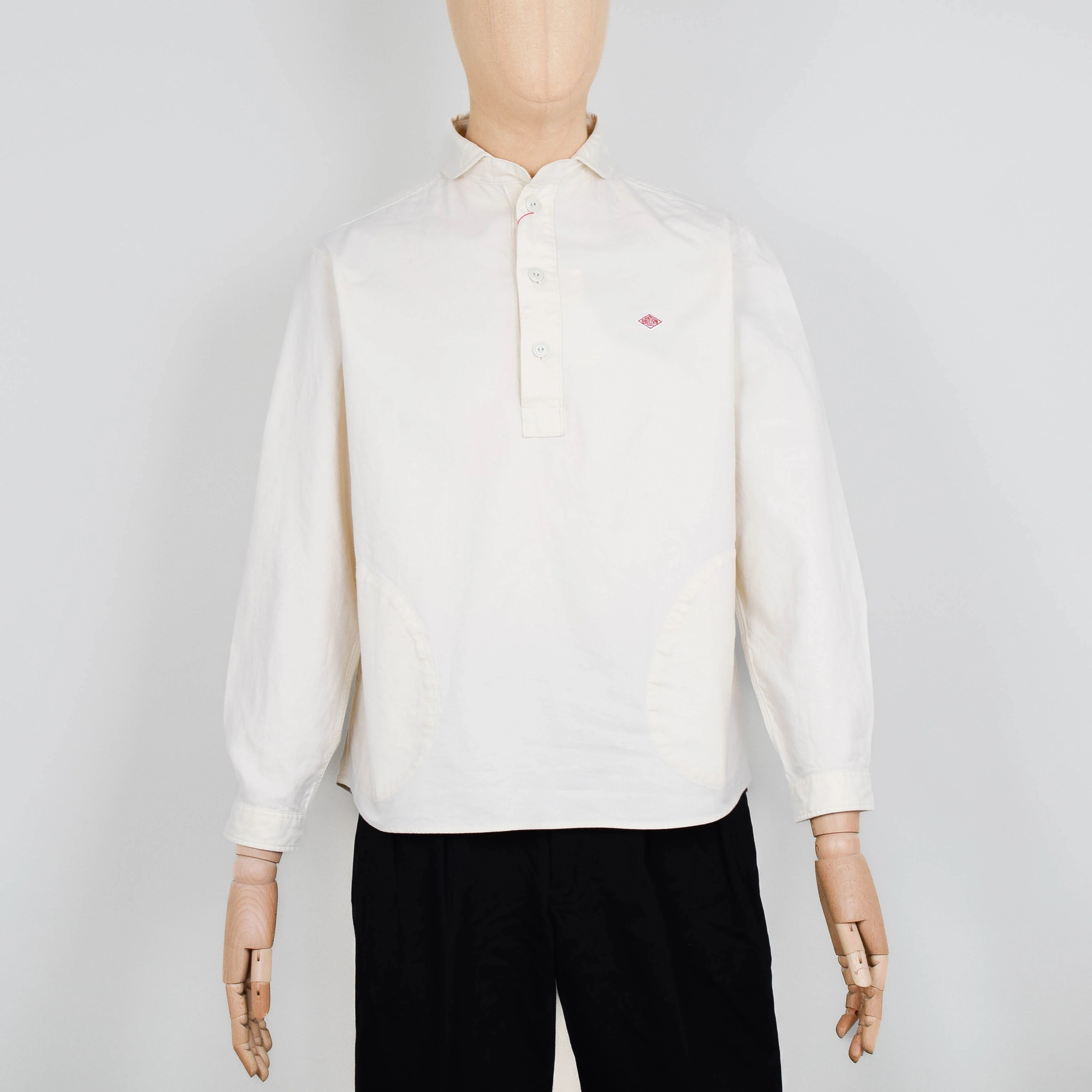 Danton Round Collar P.O Shirt L/S - Ecru