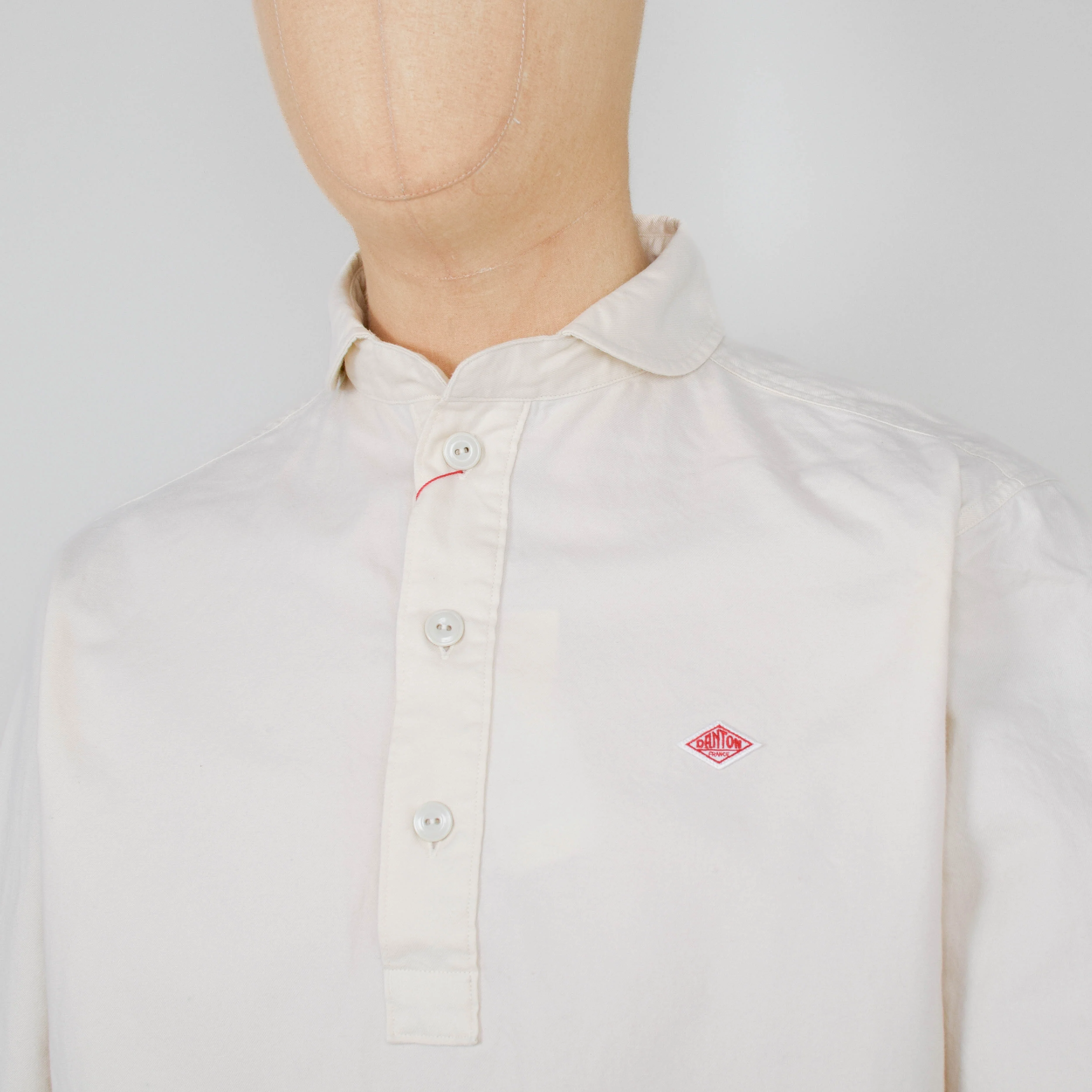 Danton Round Collar P.O Shirt L/S - Ecru - Image 2
