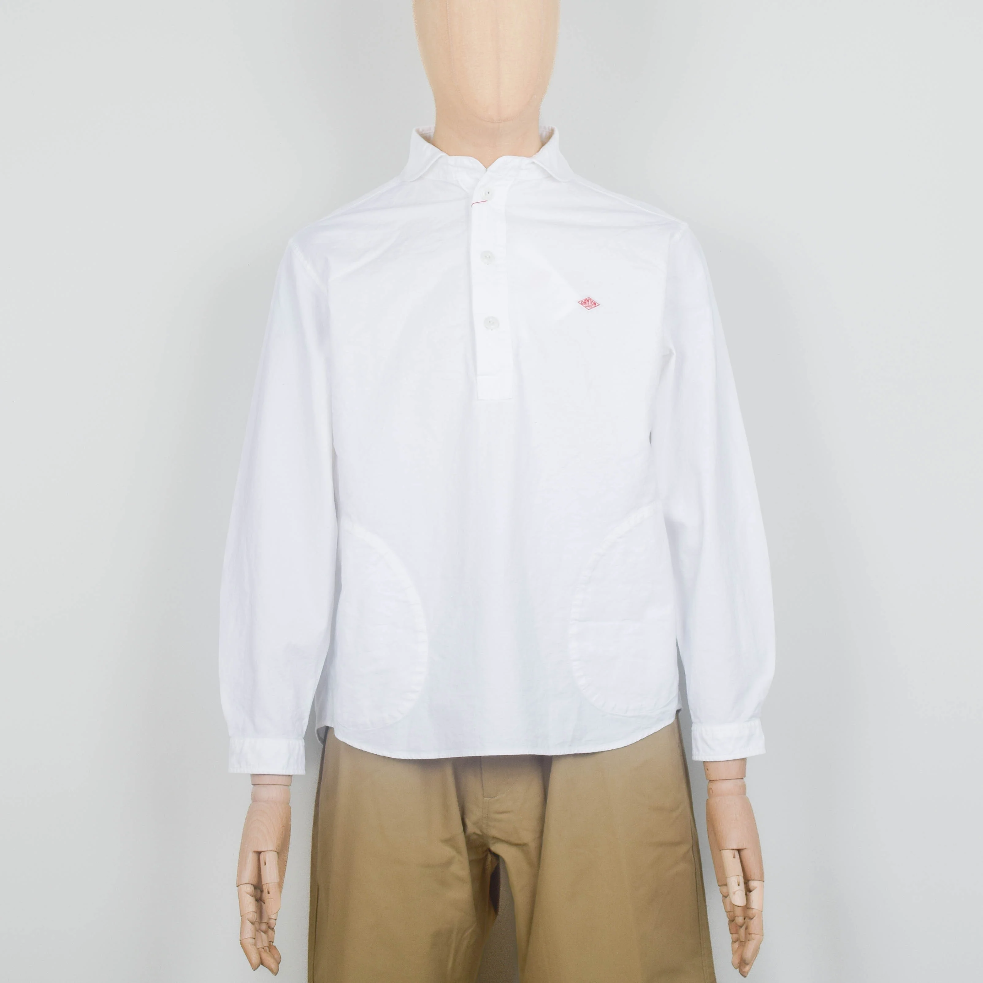 Danton Round Collar P.O Shirt L/S - White