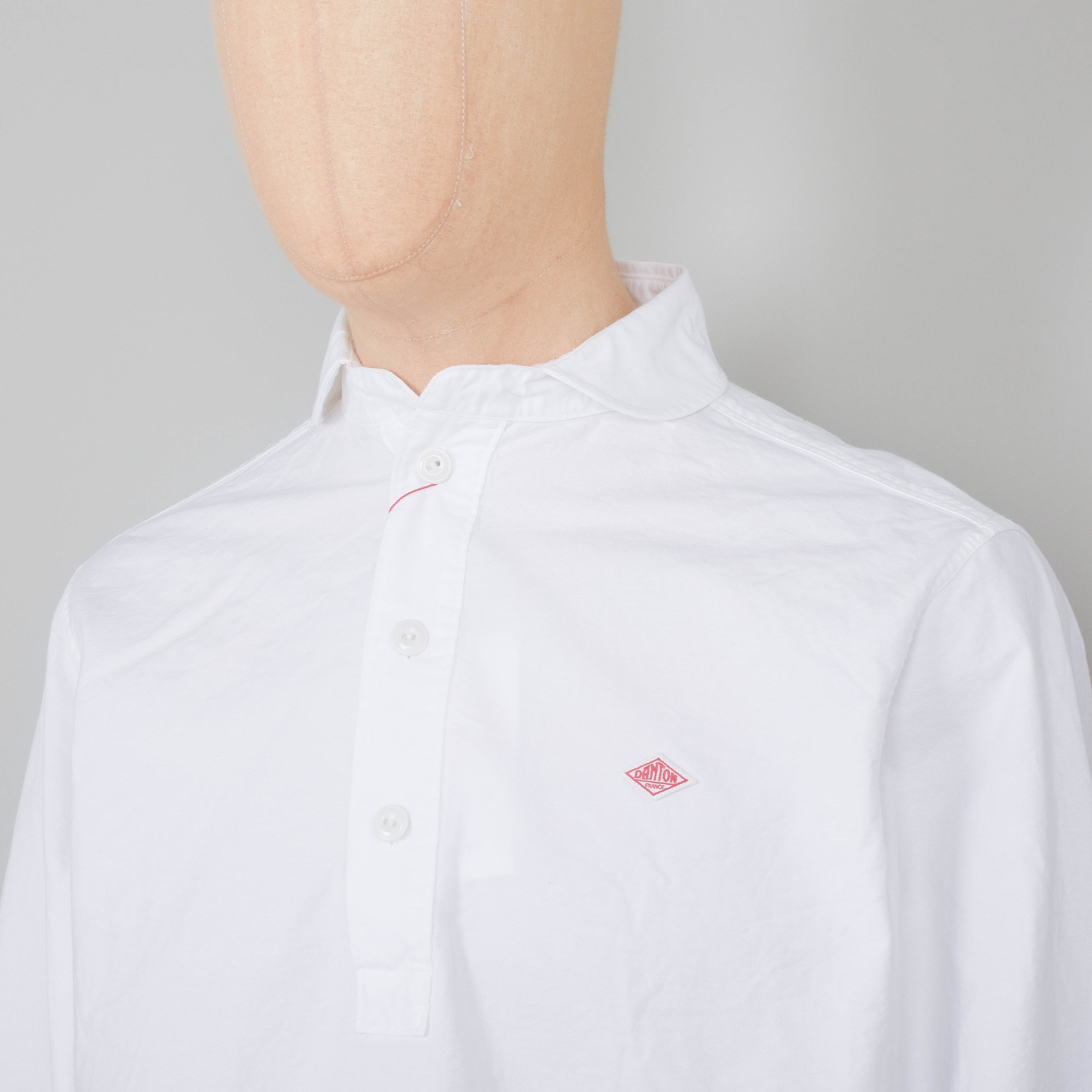 Danton Round Collar P.O Shirt L/S - White - Image 2