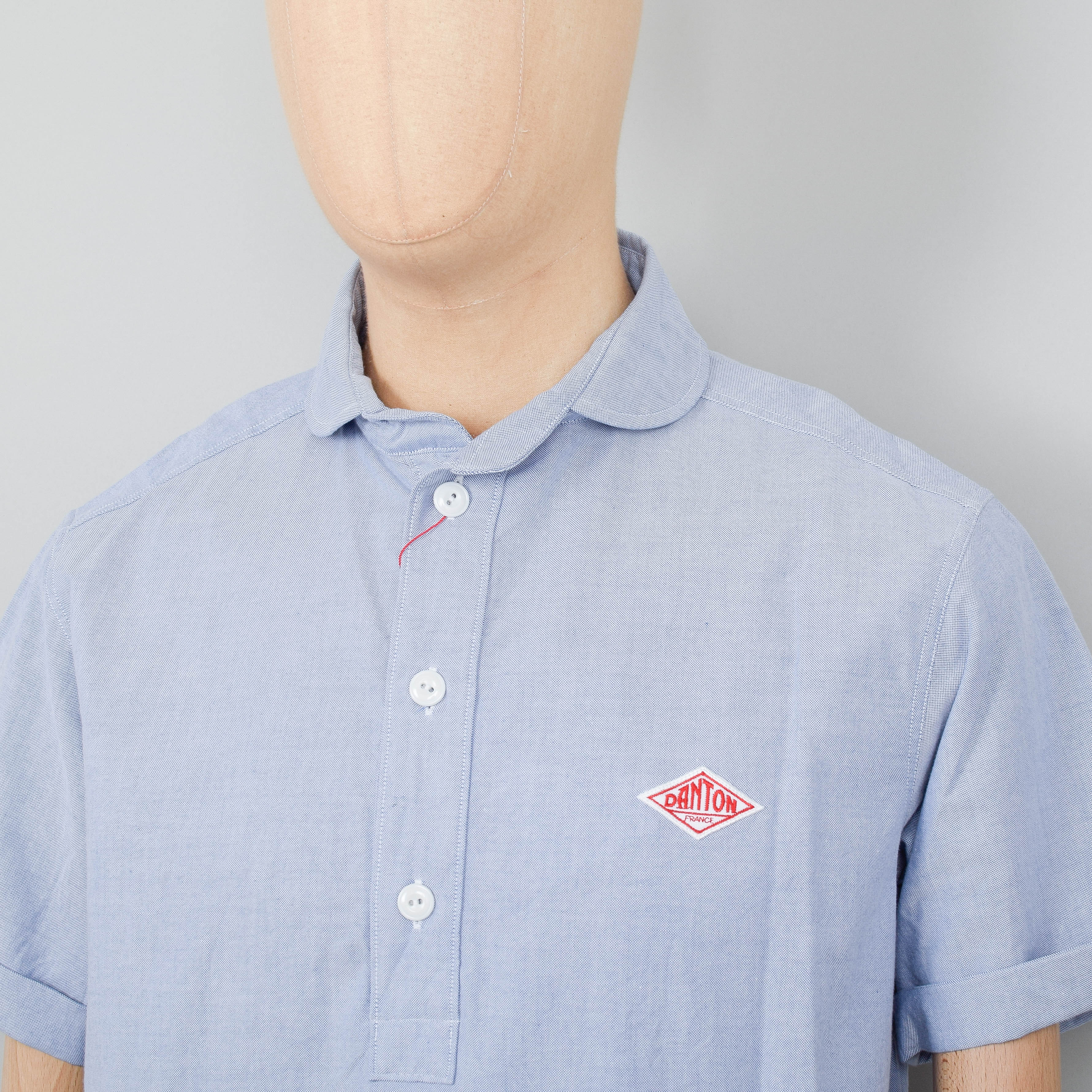 Danton Round Collar P.O Shirt S/S - Blue - Image 2