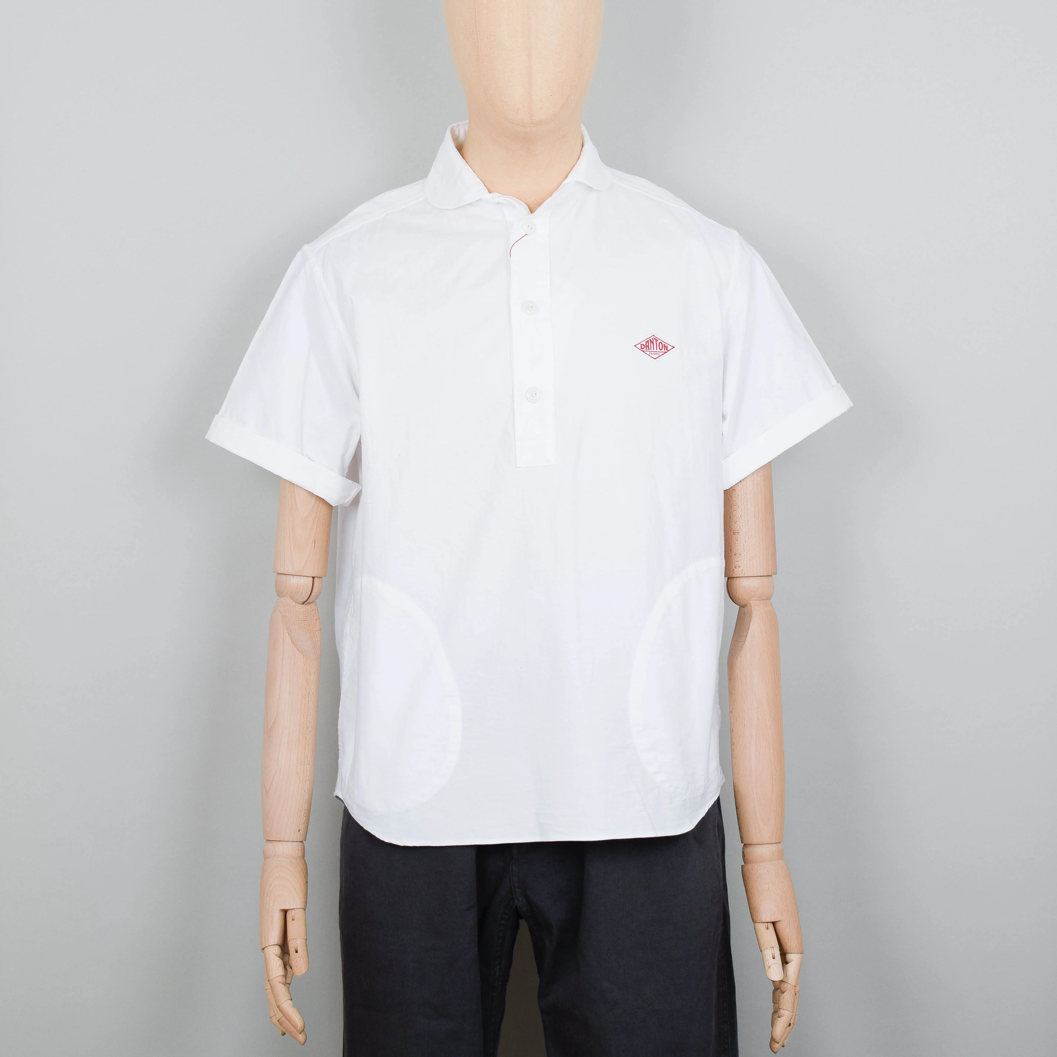 Danton Round Collar P.O Shirt S/S - White