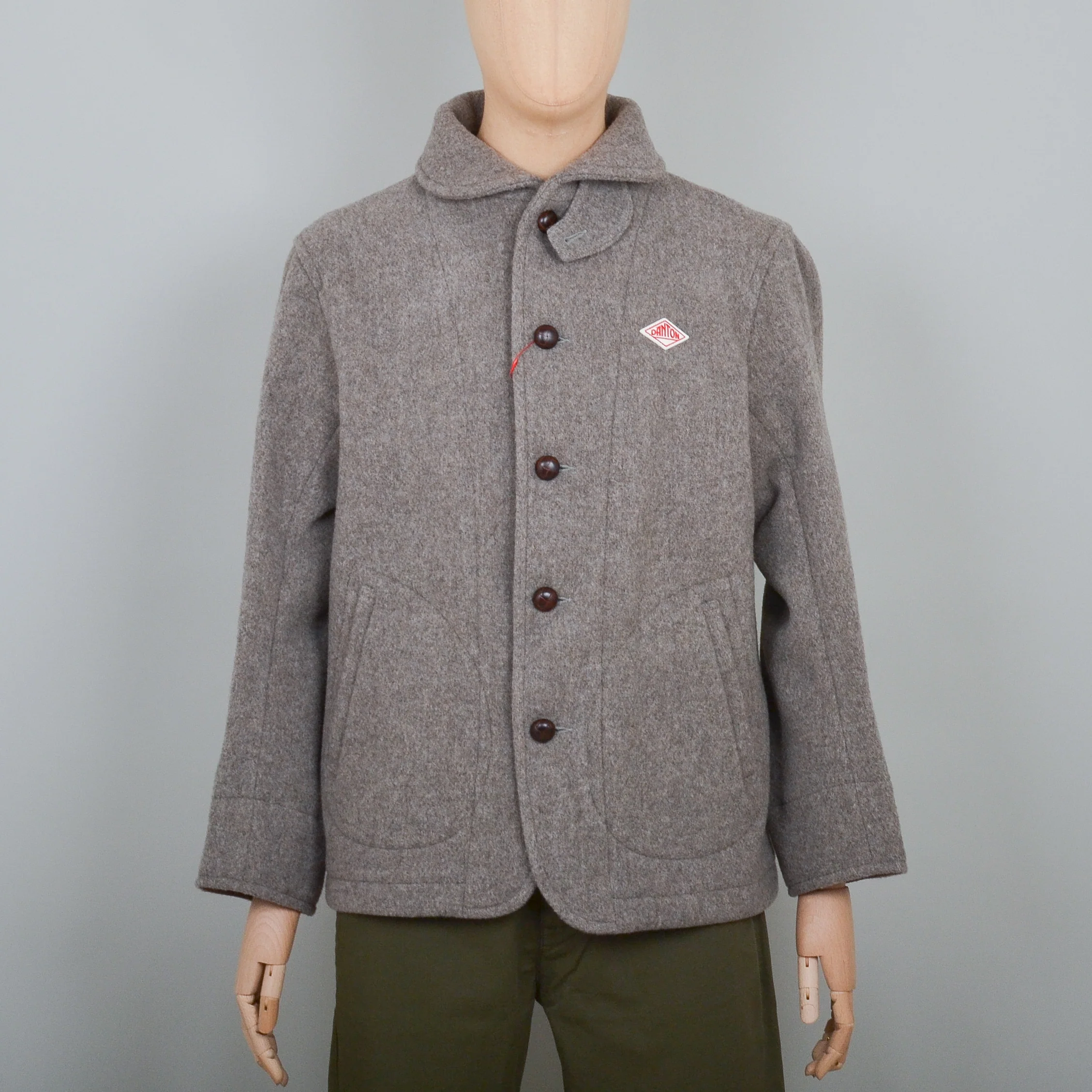 Danton Round Collar Wool Coat A0032 - Heather Beige