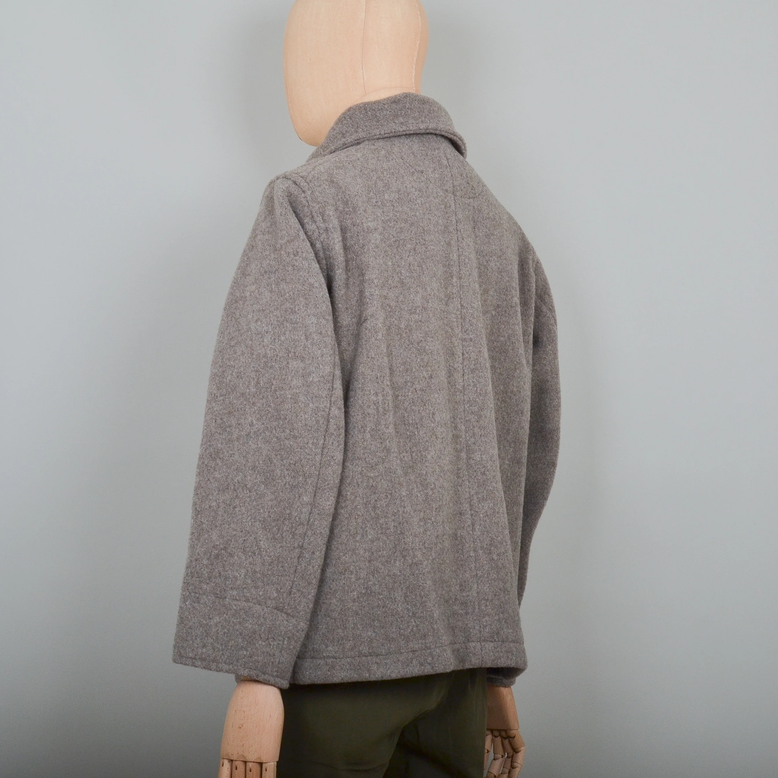 Danton Round Collar Wool Coat A0032 - Heather Beige - Image 3
