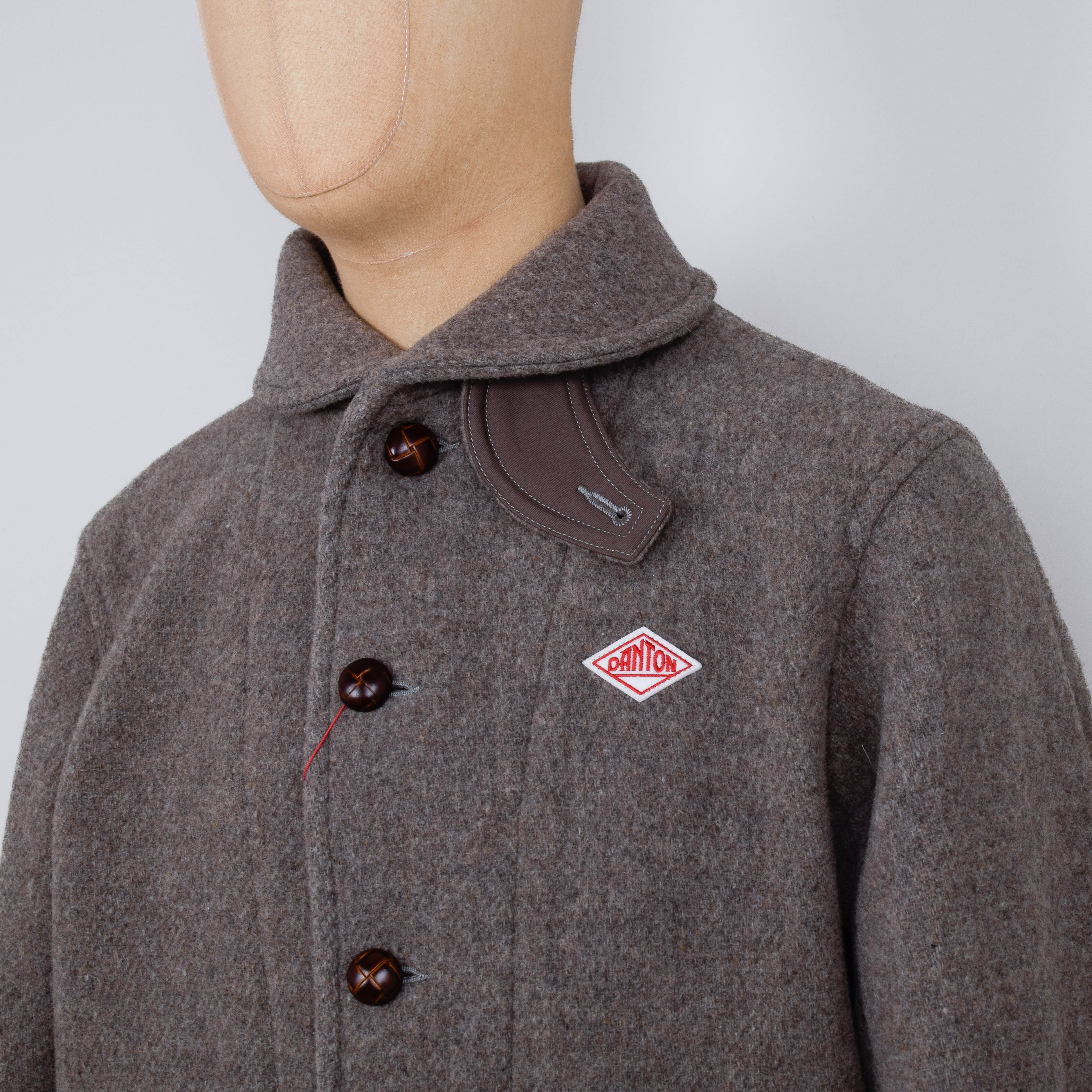 Danton Round Collar Wool Jacket A0032 - Heather Beige - Image 2