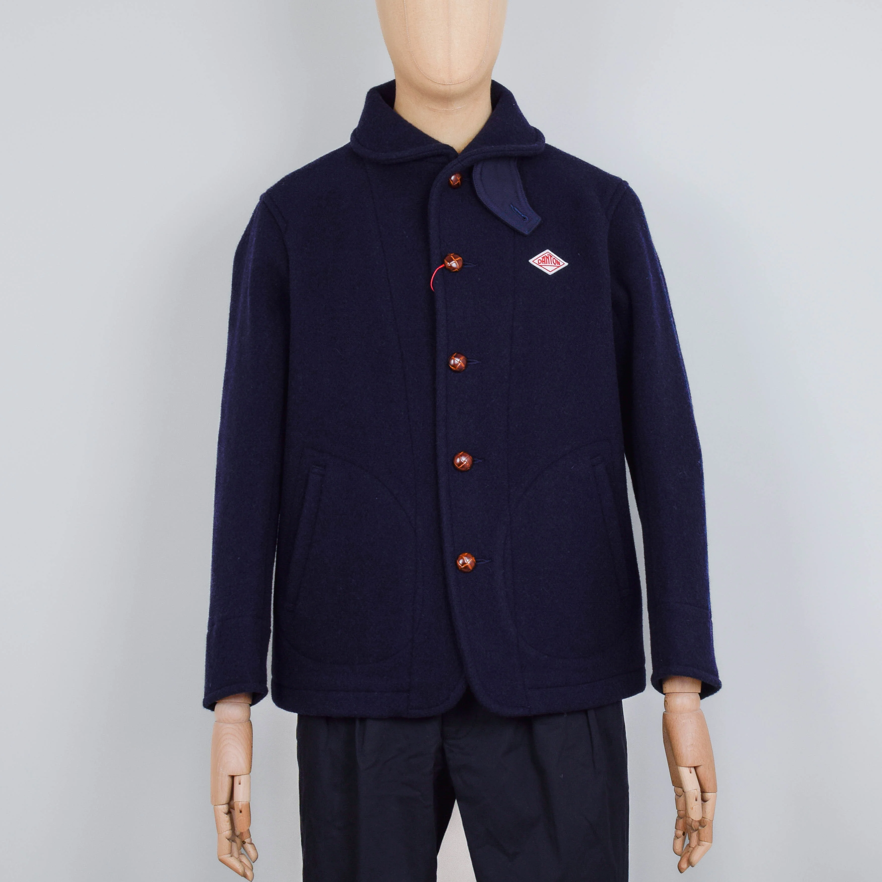 Danton Round Collar Wool Jacket A0032 - Navy
