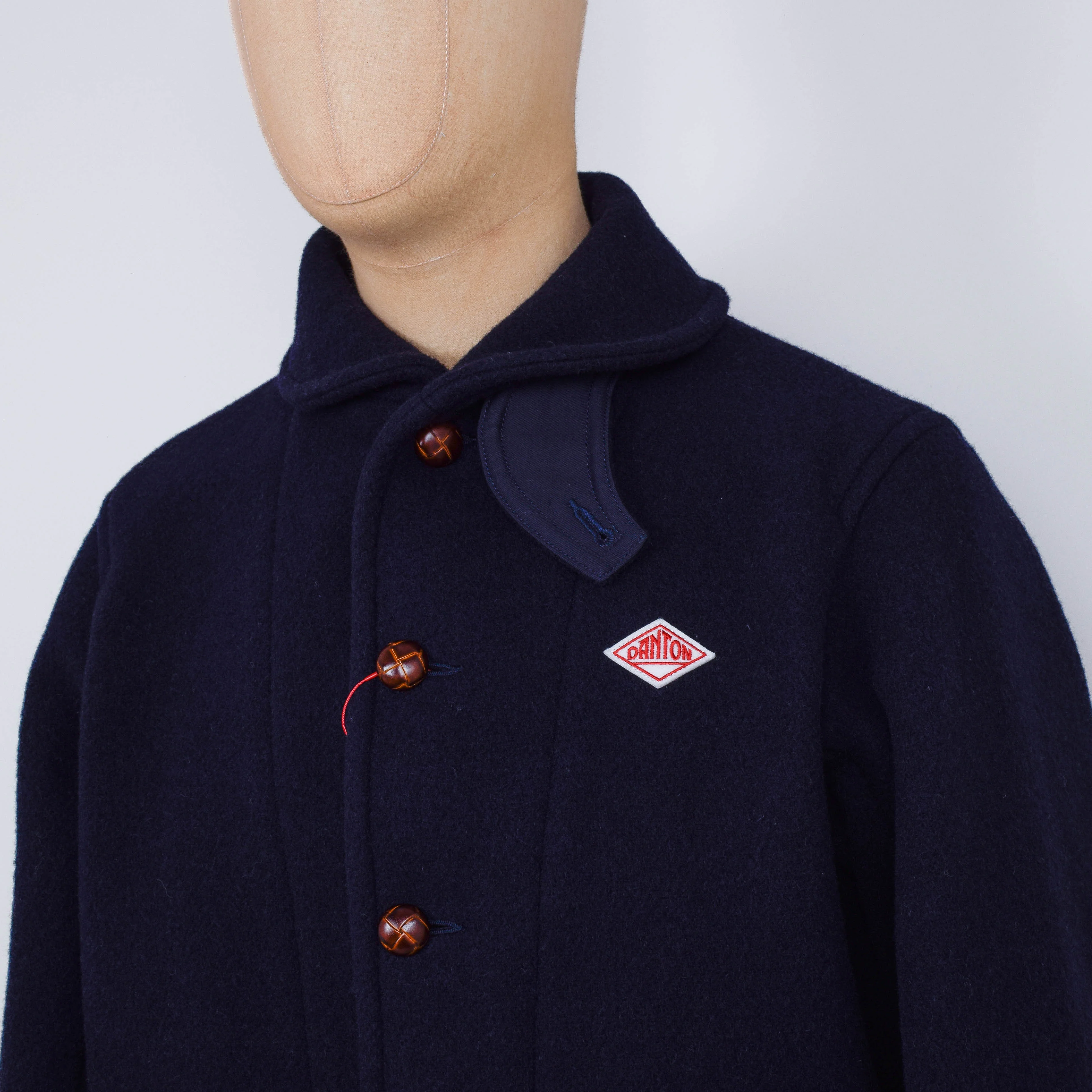 Danton Round Collar Wool Jacket A0032 - Navy - Image 2