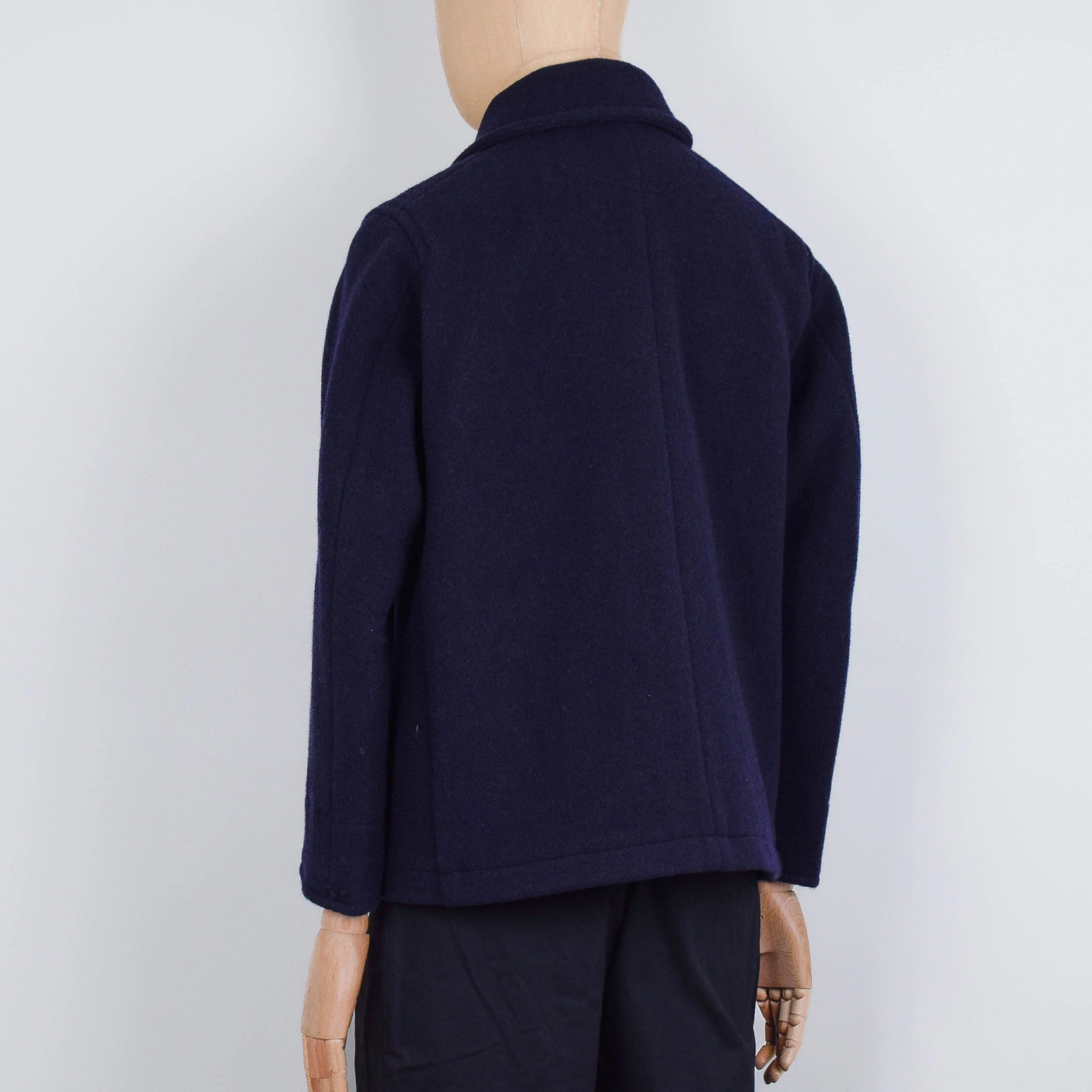 Danton Round Collar Wool Jacket A0032 - Navy - Image 3