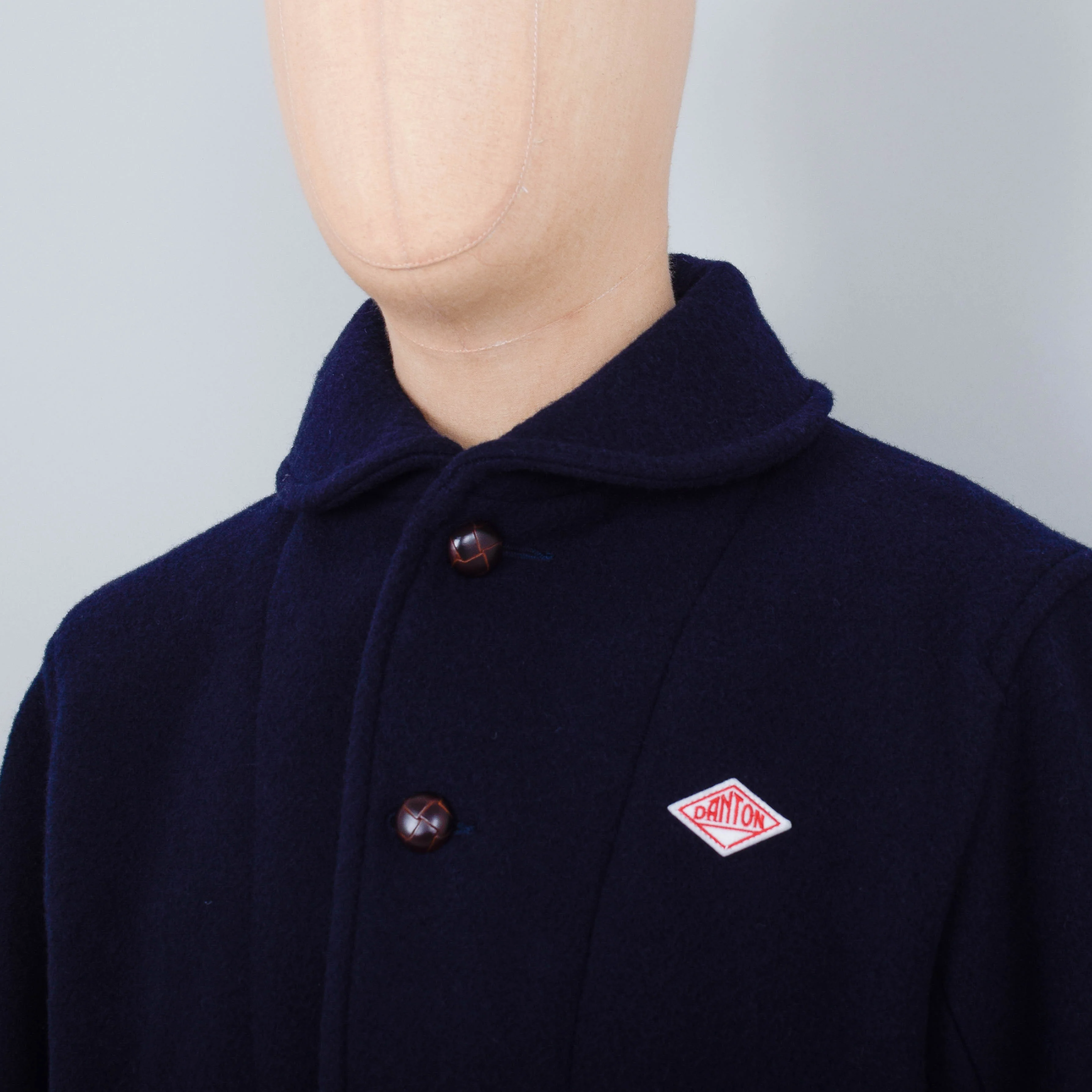 Danton Round Collar Wool Jacket A0032 - Navy - Image 2