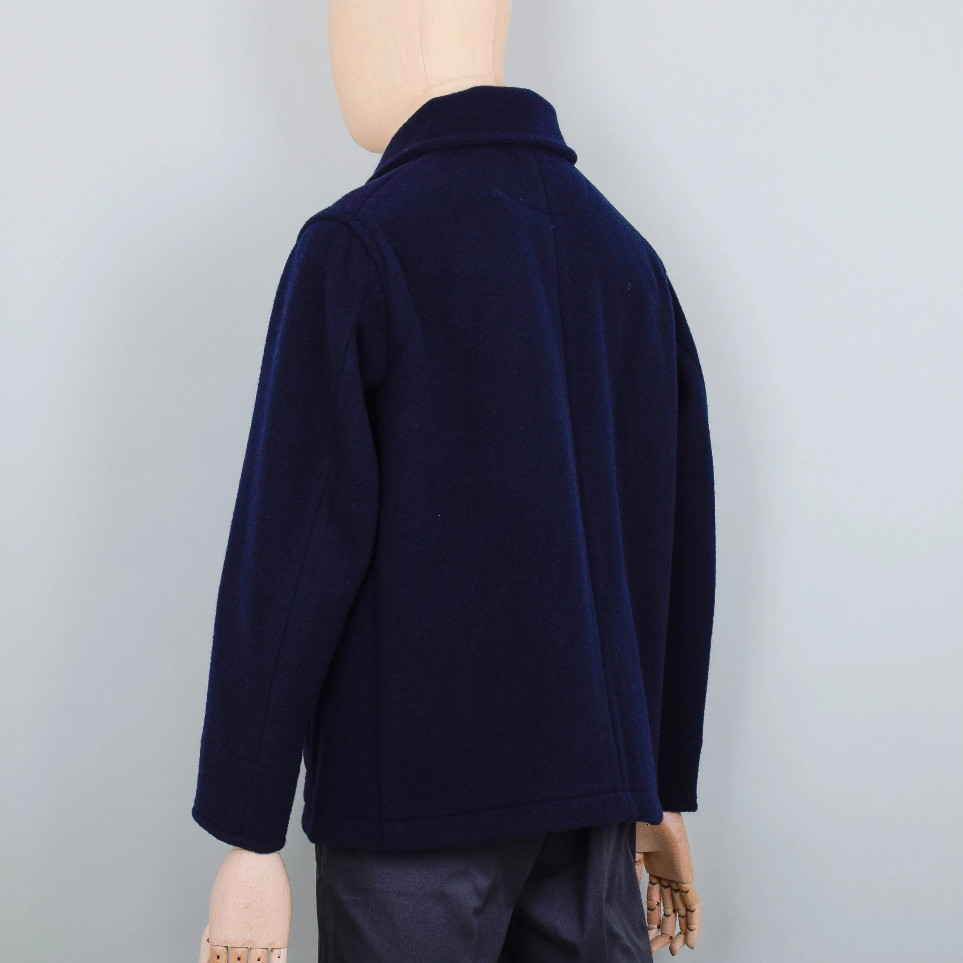 Danton Round Collar Wool Jacket A0032 - Navy - Image 3