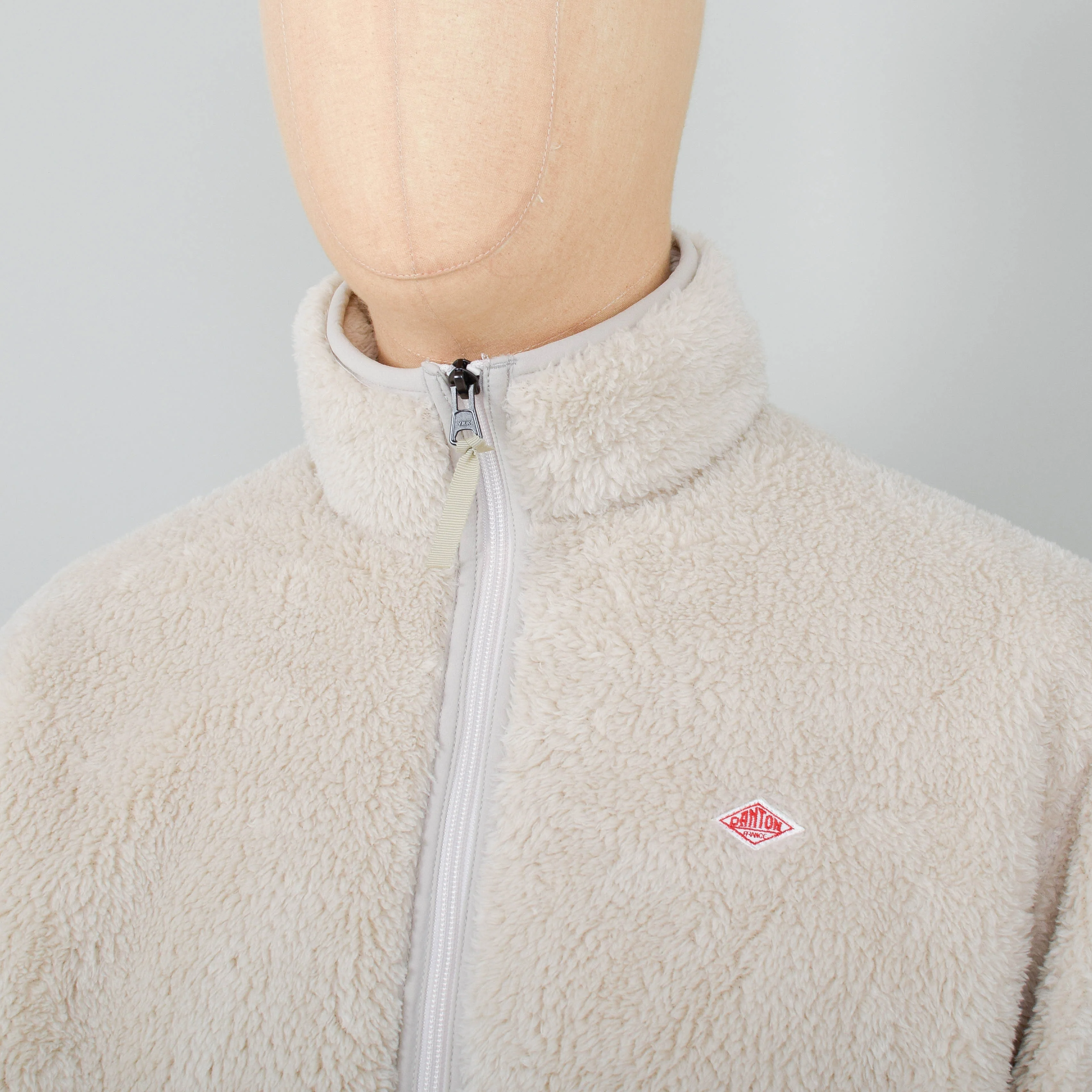 Danton Stand Collar Jacket High Pile Zip - Oyster - Image 2