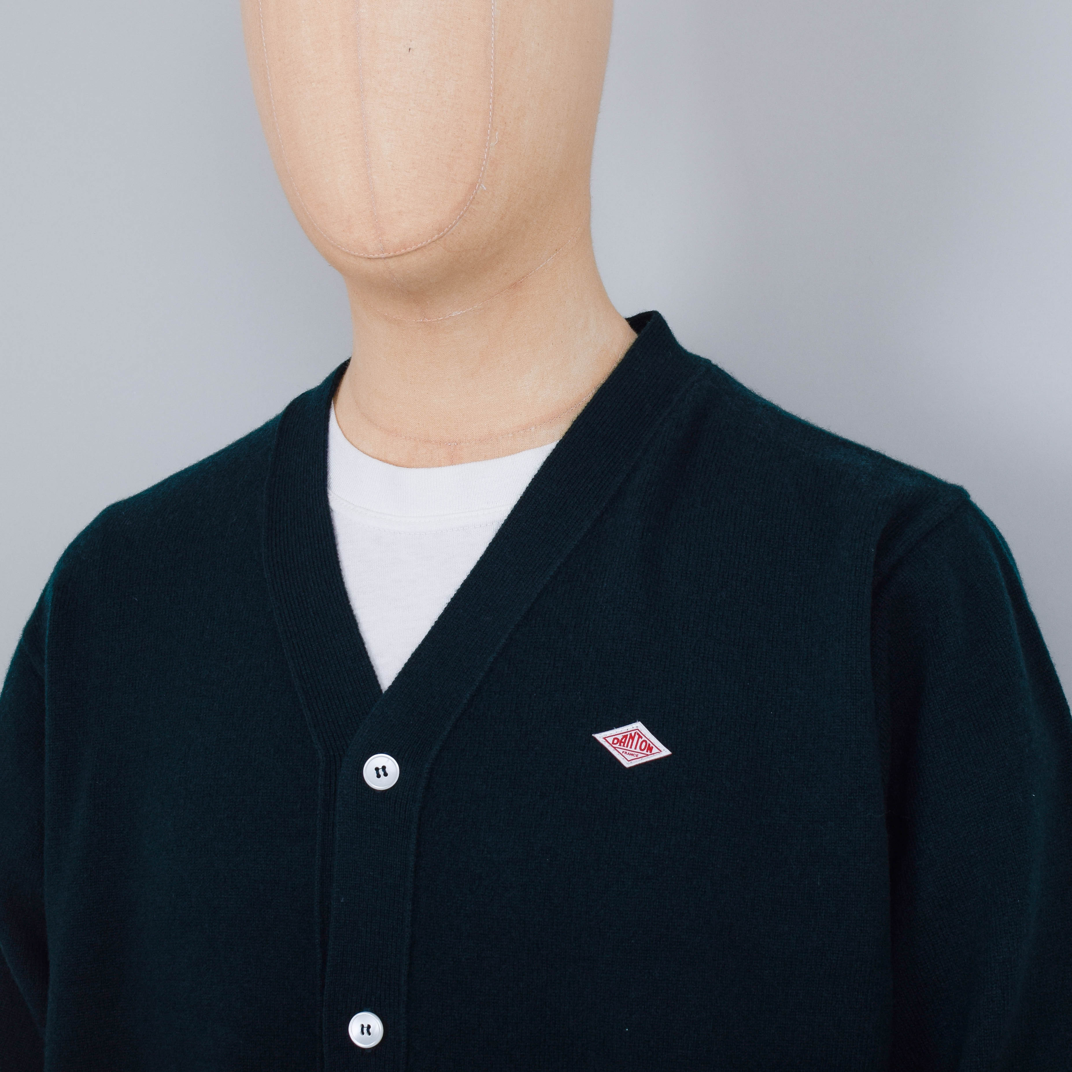 Danton V Neck Cardigan - Dark Green - Image 2