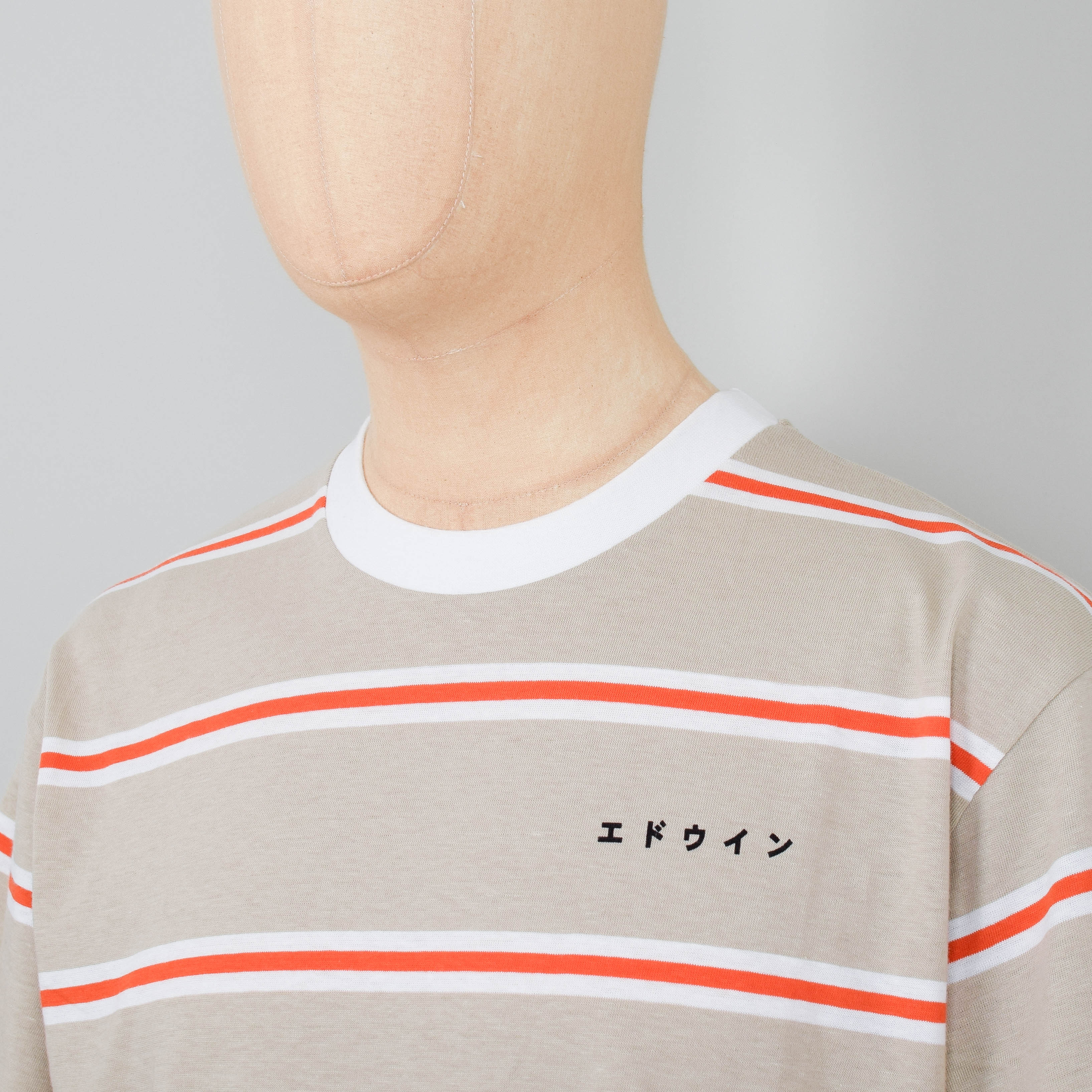 Edwin Quarter T-Shirt - Beige/Red/White - Image 2