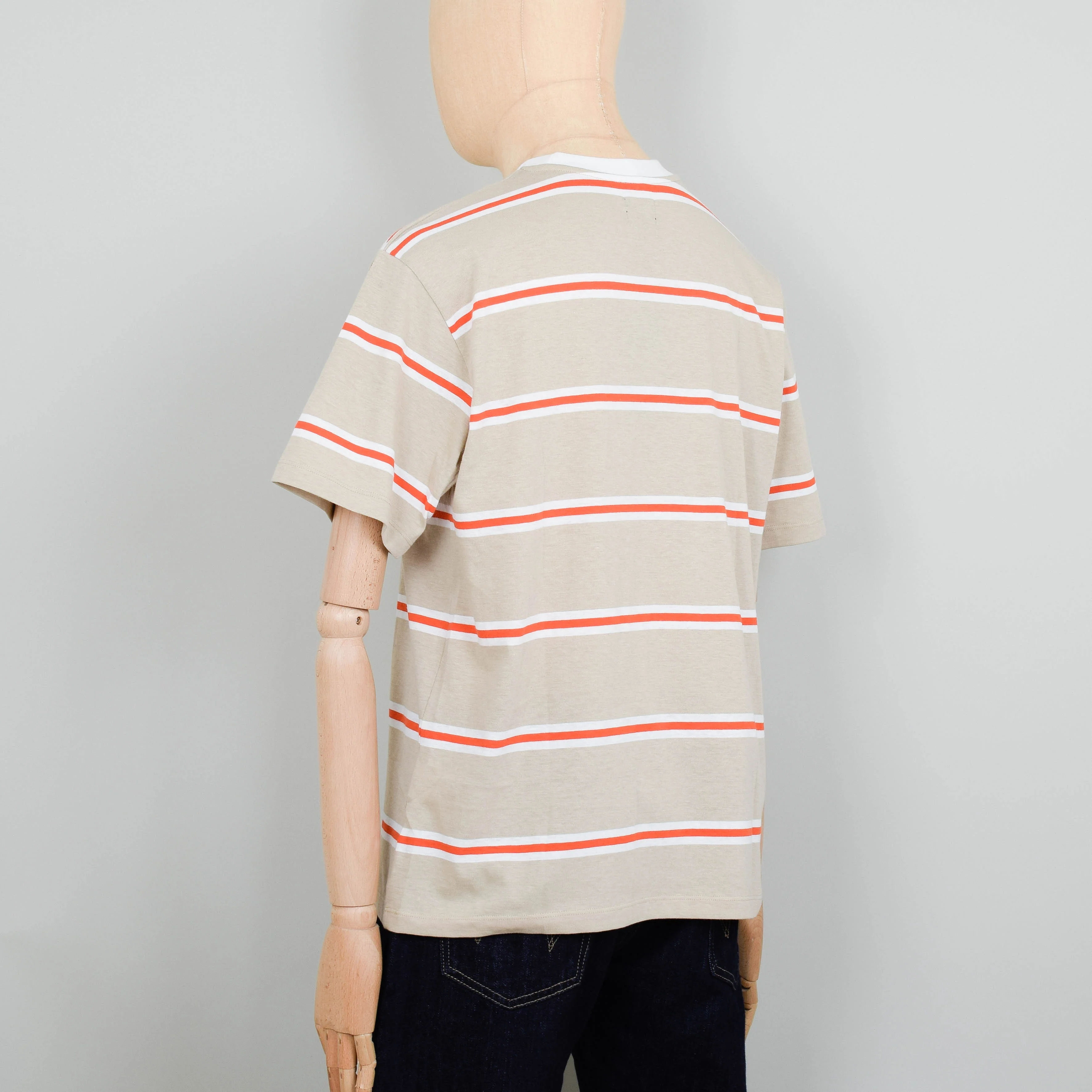 Edwin Quarter T-Shirt - Beige/Red/White - Image 3