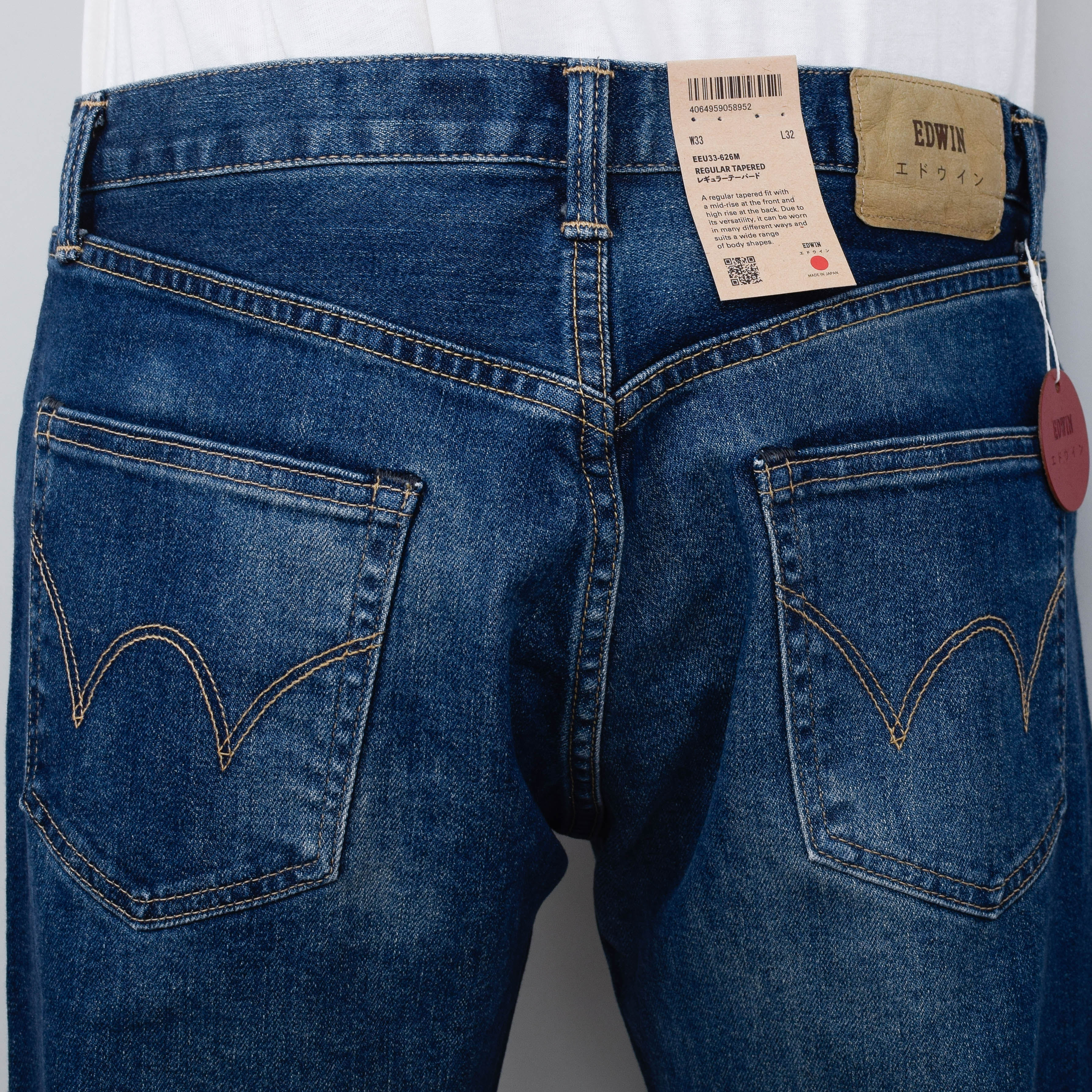 Edwin Regular Tapered Kaihara - Mid Dark Used, Green x White Selvage - Image 3