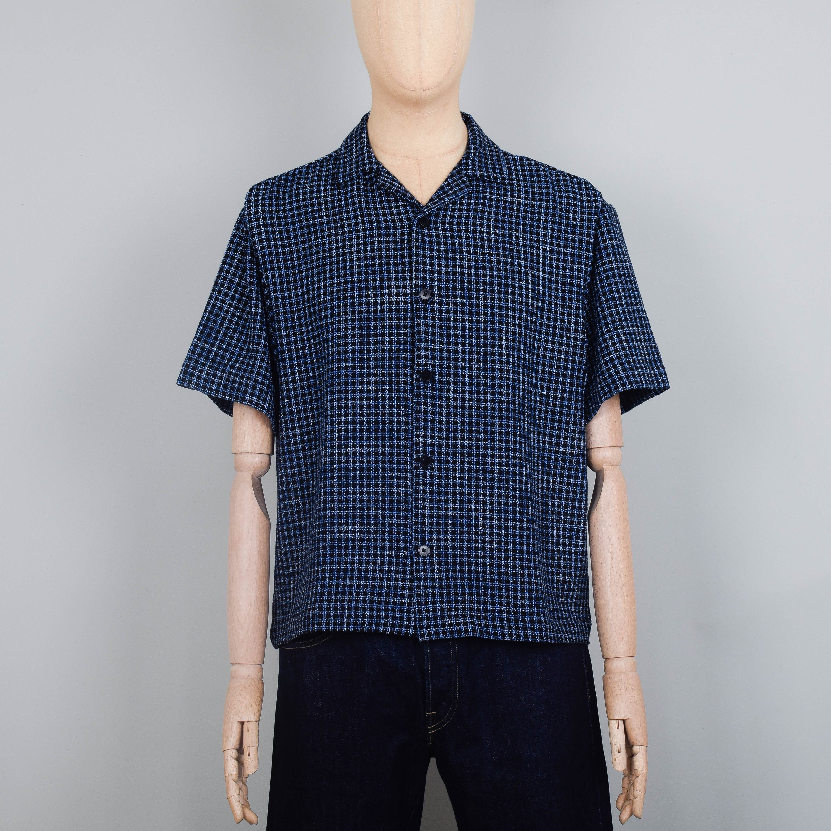 Edwin Saga Shirt Dobby Check - Blue/Black