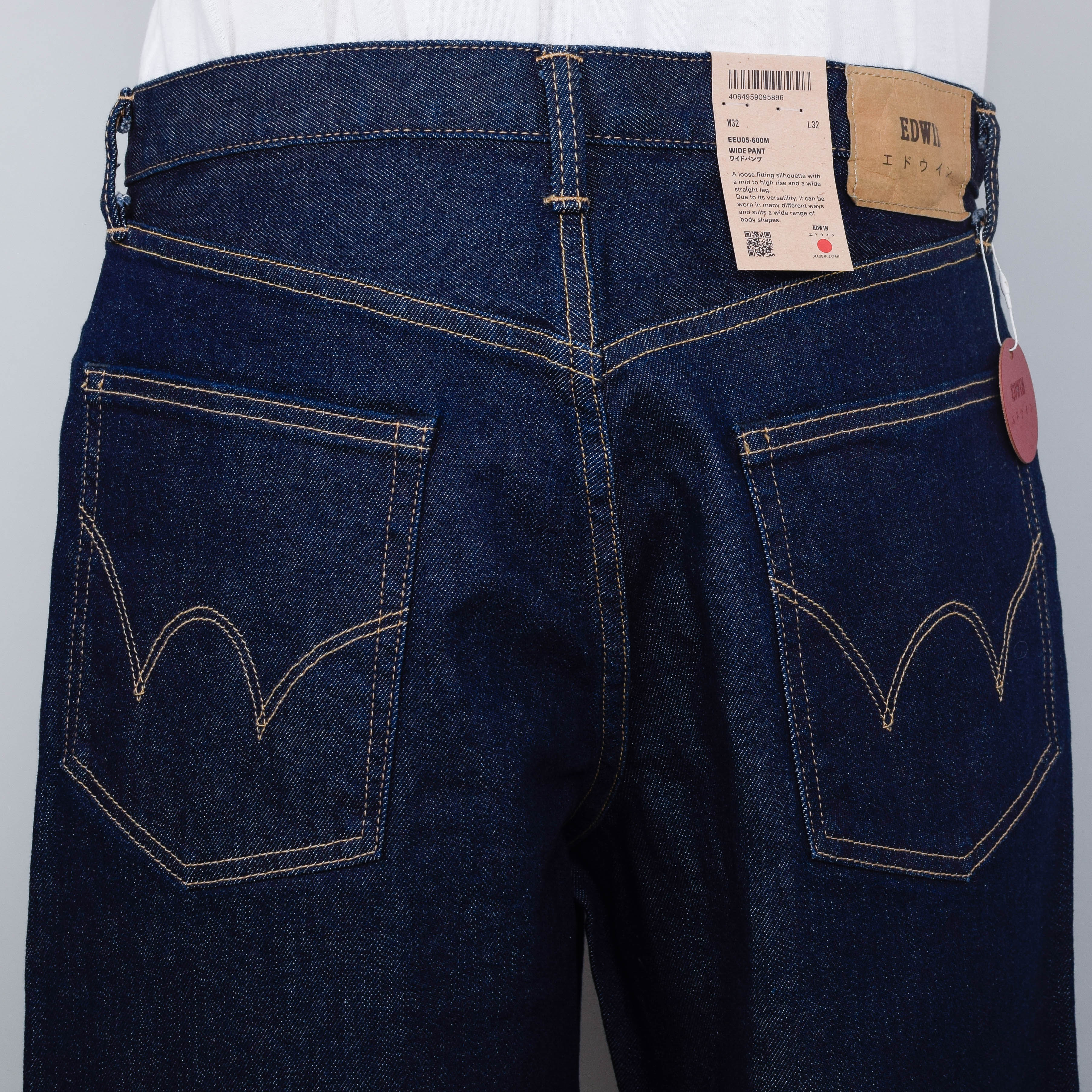 Edwin Wide Pant Kaihara - Blue Stretch Denim, Green x White Selvage - Image 3