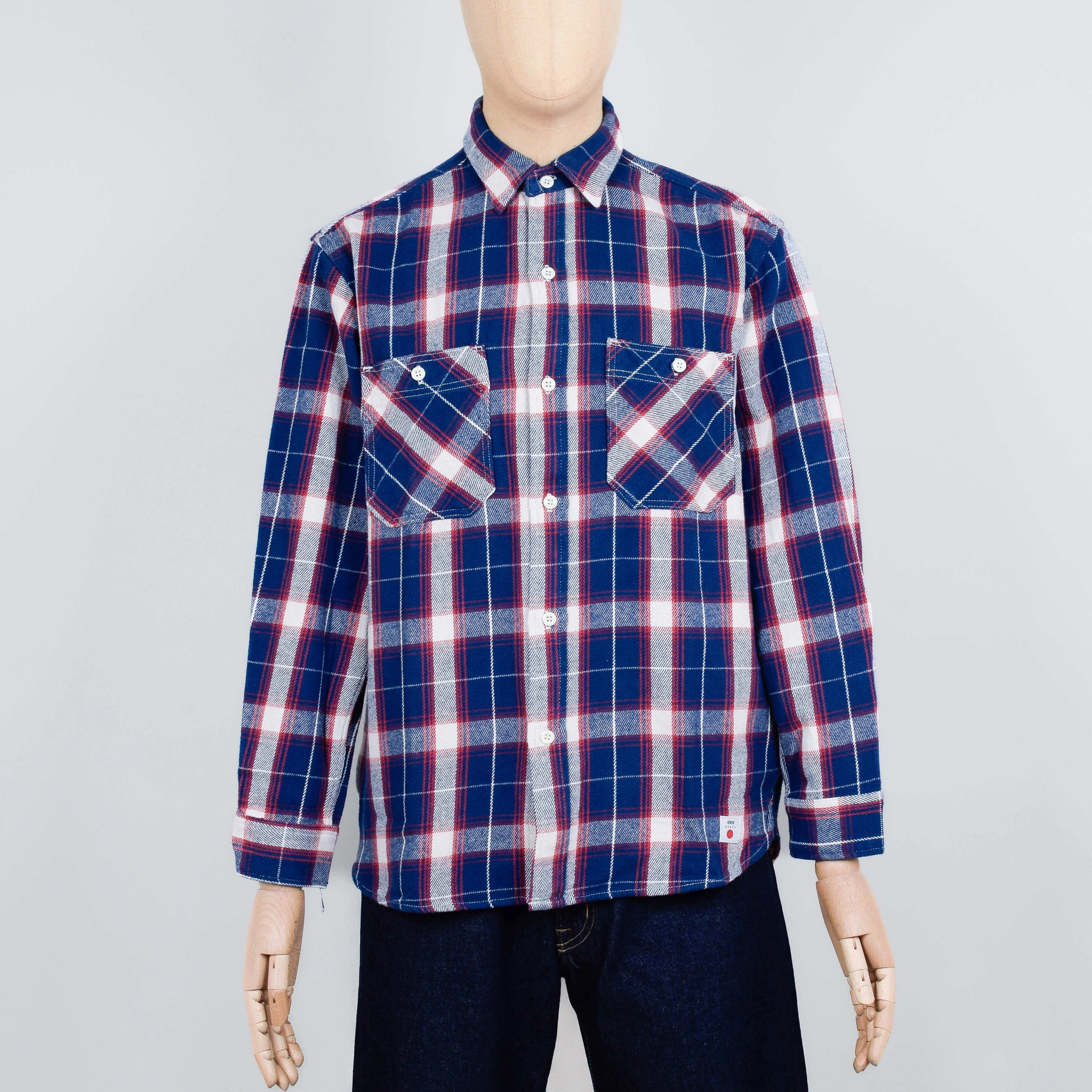 Edwin Work Shirt LS - Navy/Red