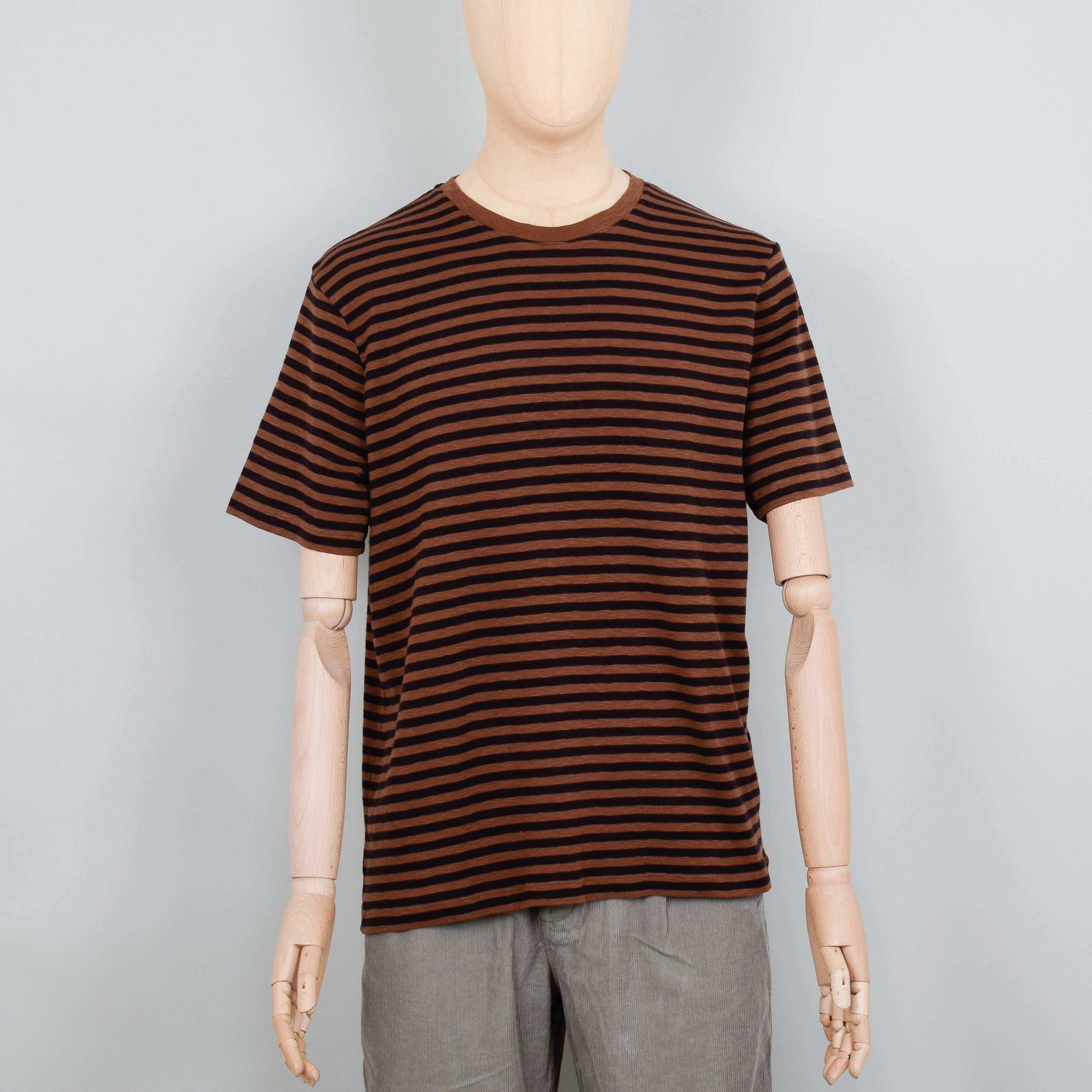 Folk Classic Stripe Tee - Brown/Fig