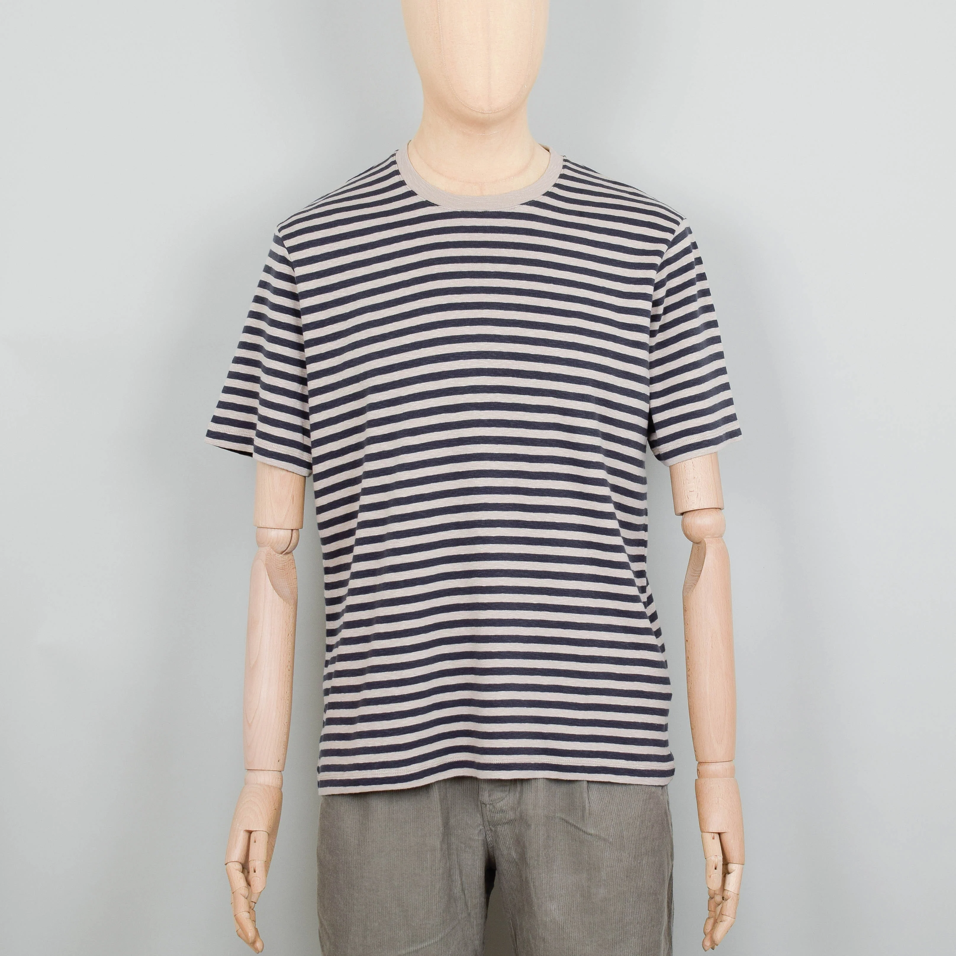 Folk Classic Stripe Tee - Charcoal/Ecru