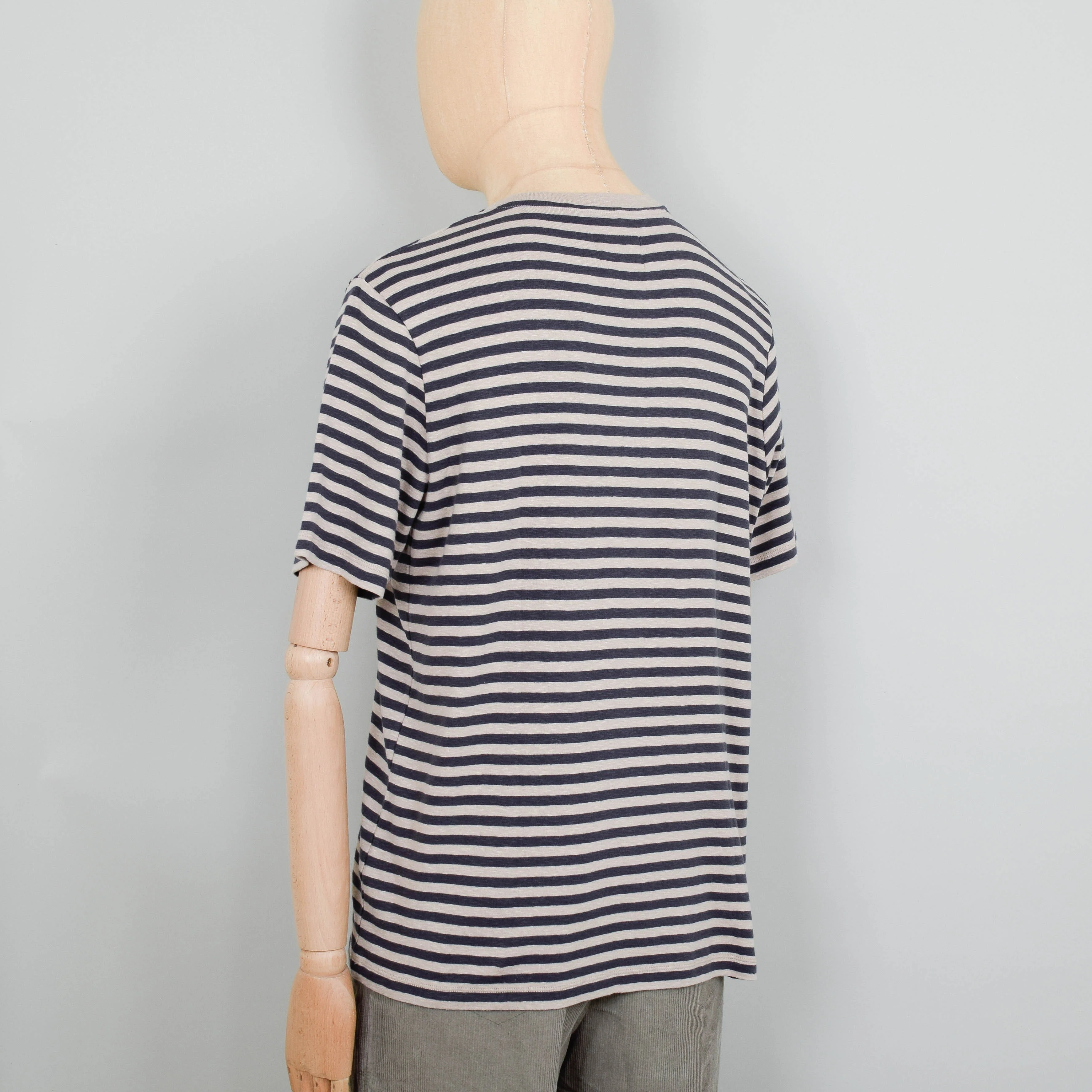 Folk Classic Stripe Tee - Charcoal/Ecru - Image 3