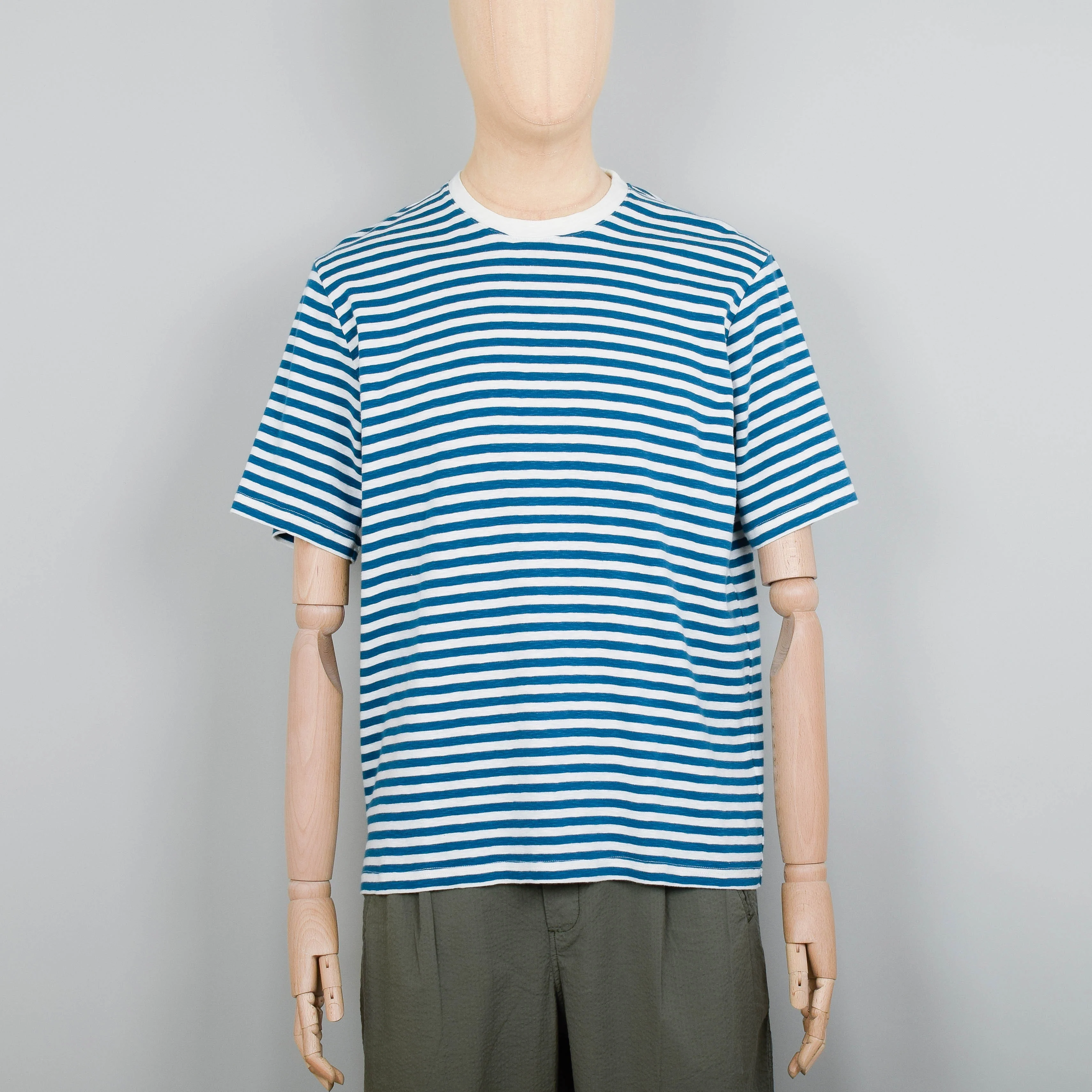 Folk Classic Stripe Tee - Ocean Blue / Ecru