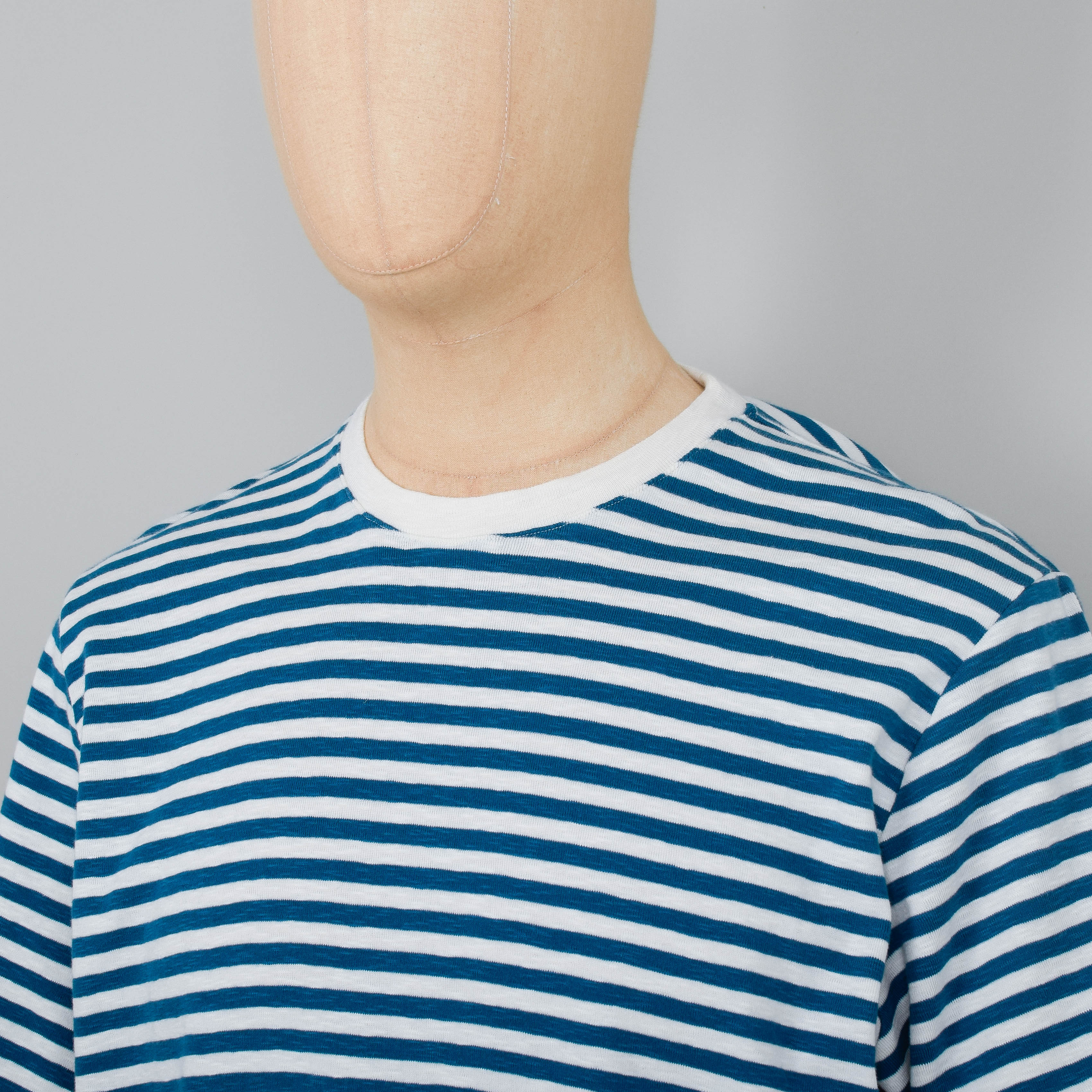 Folk Classic Stripe Tee - Ocean Blue / Ecru - Image 2