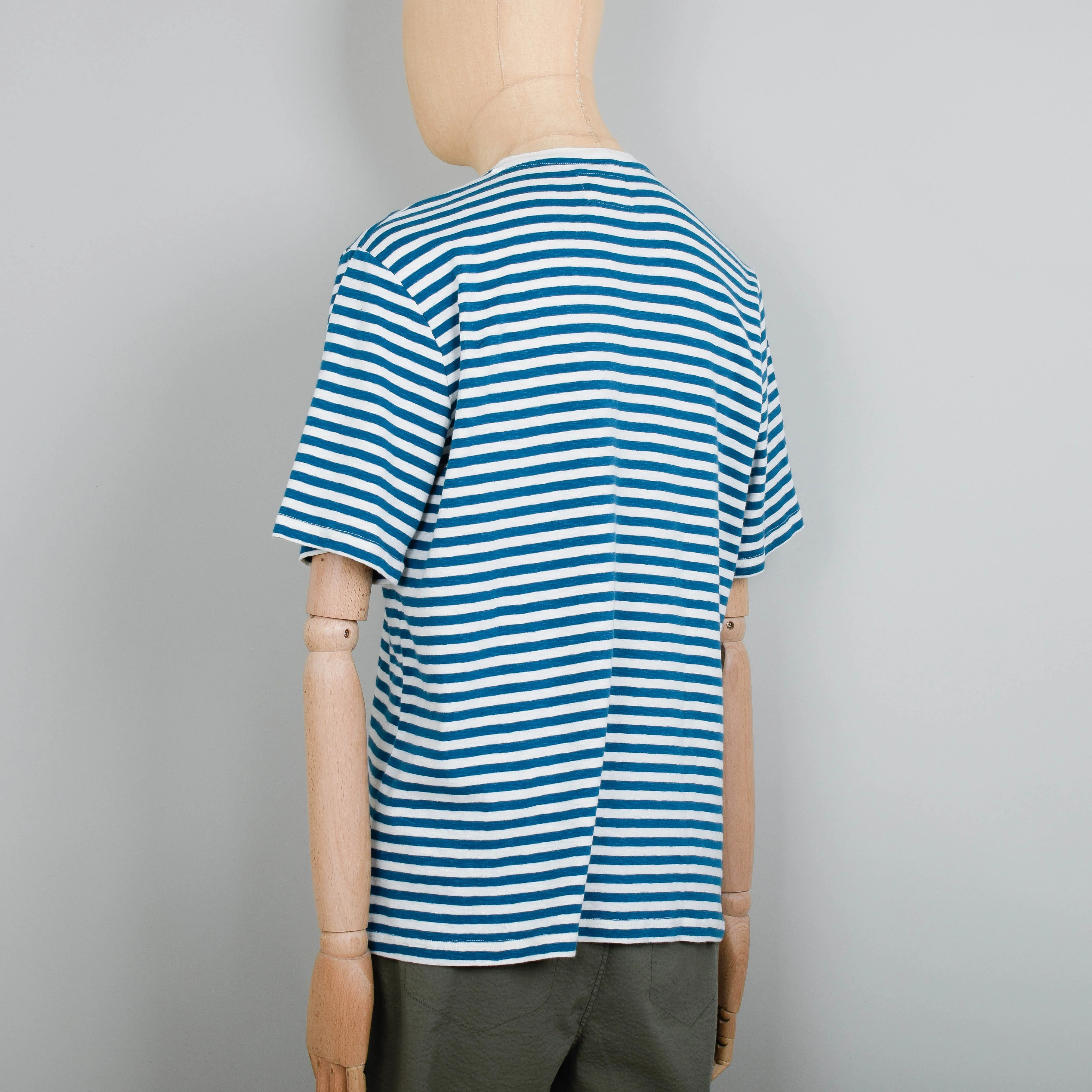 Folk Classic Stripe Tee - Ocean Blue / Ecru - Image 3