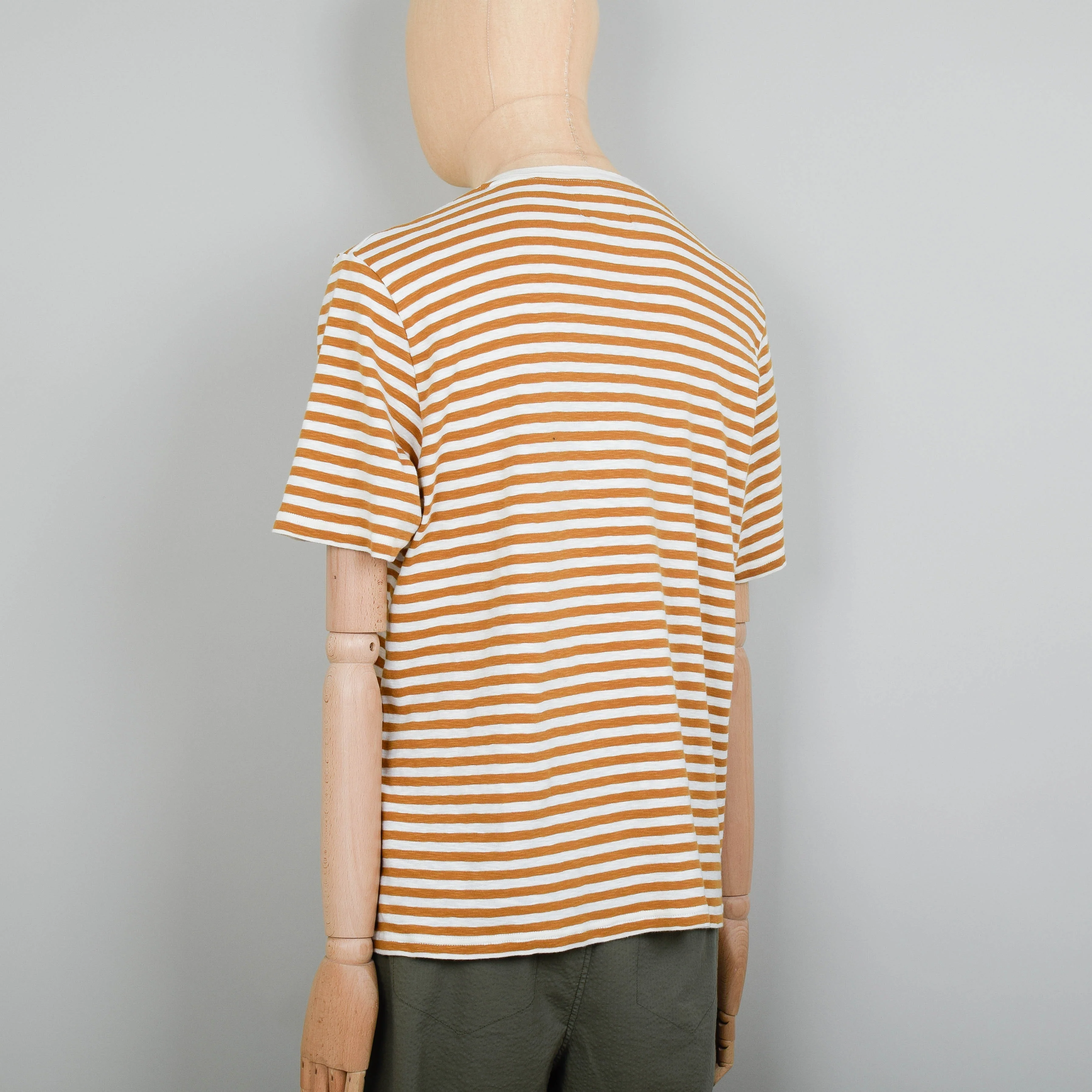 Folk Classic Stripe Tee - Ochre / Ecru - Image 3