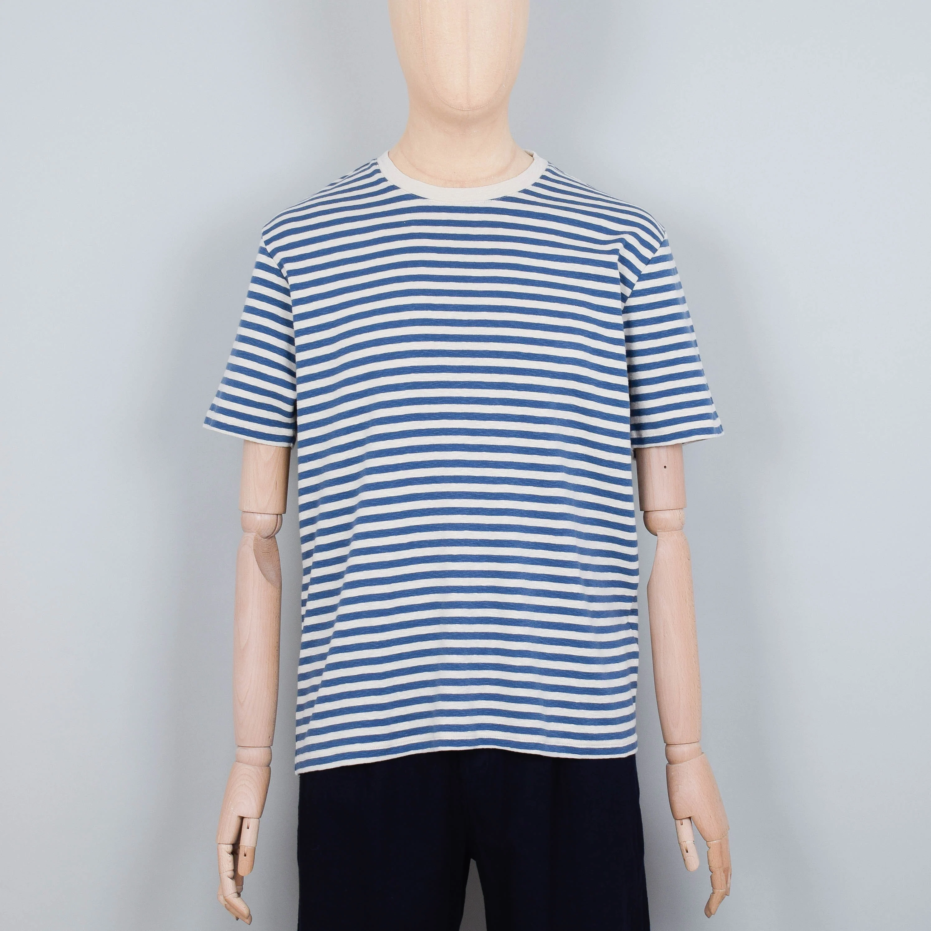 Folk Classic Stripe Tee - Woad & Ecru