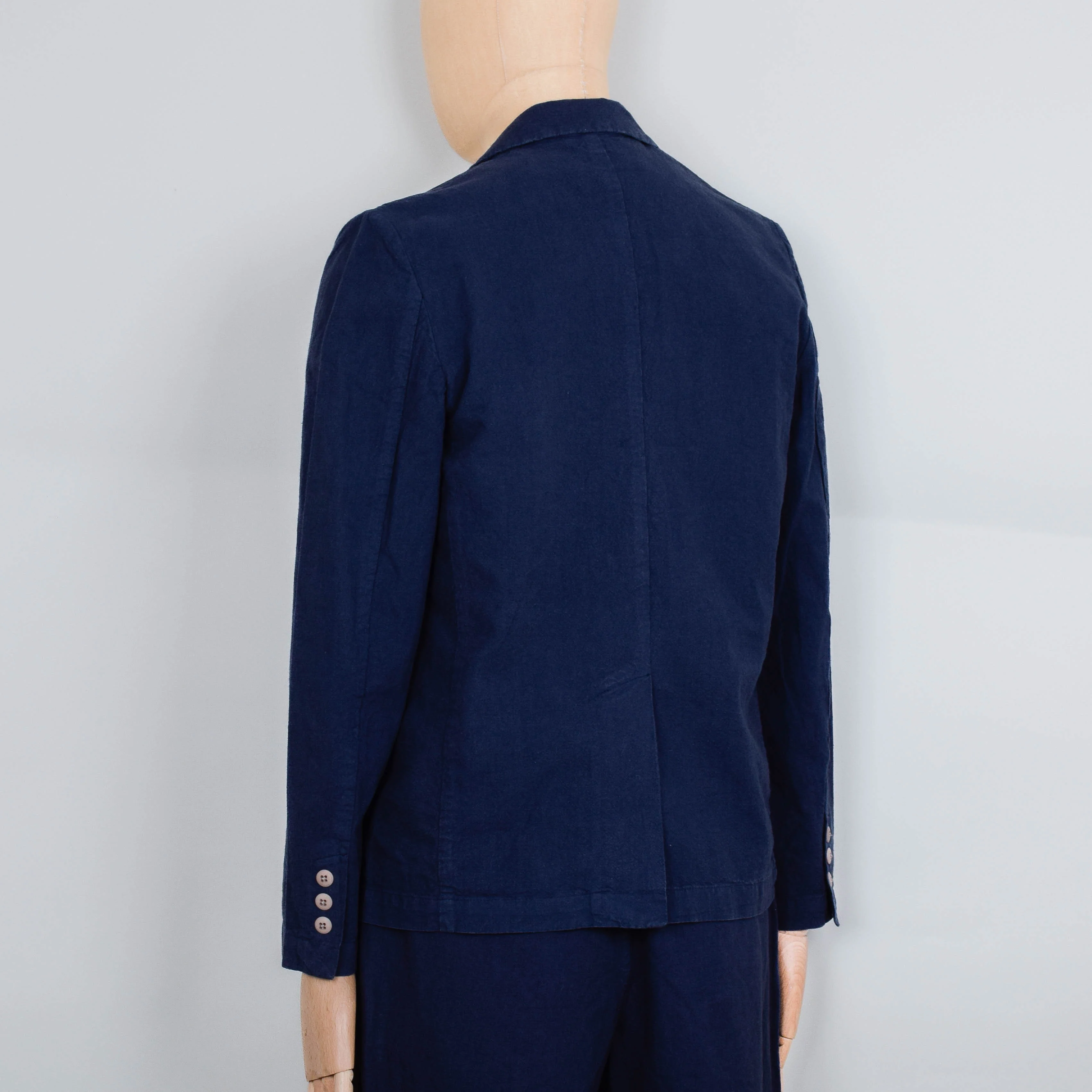 Folk Cotton Linen Blazer - Soft Navy - Image 3