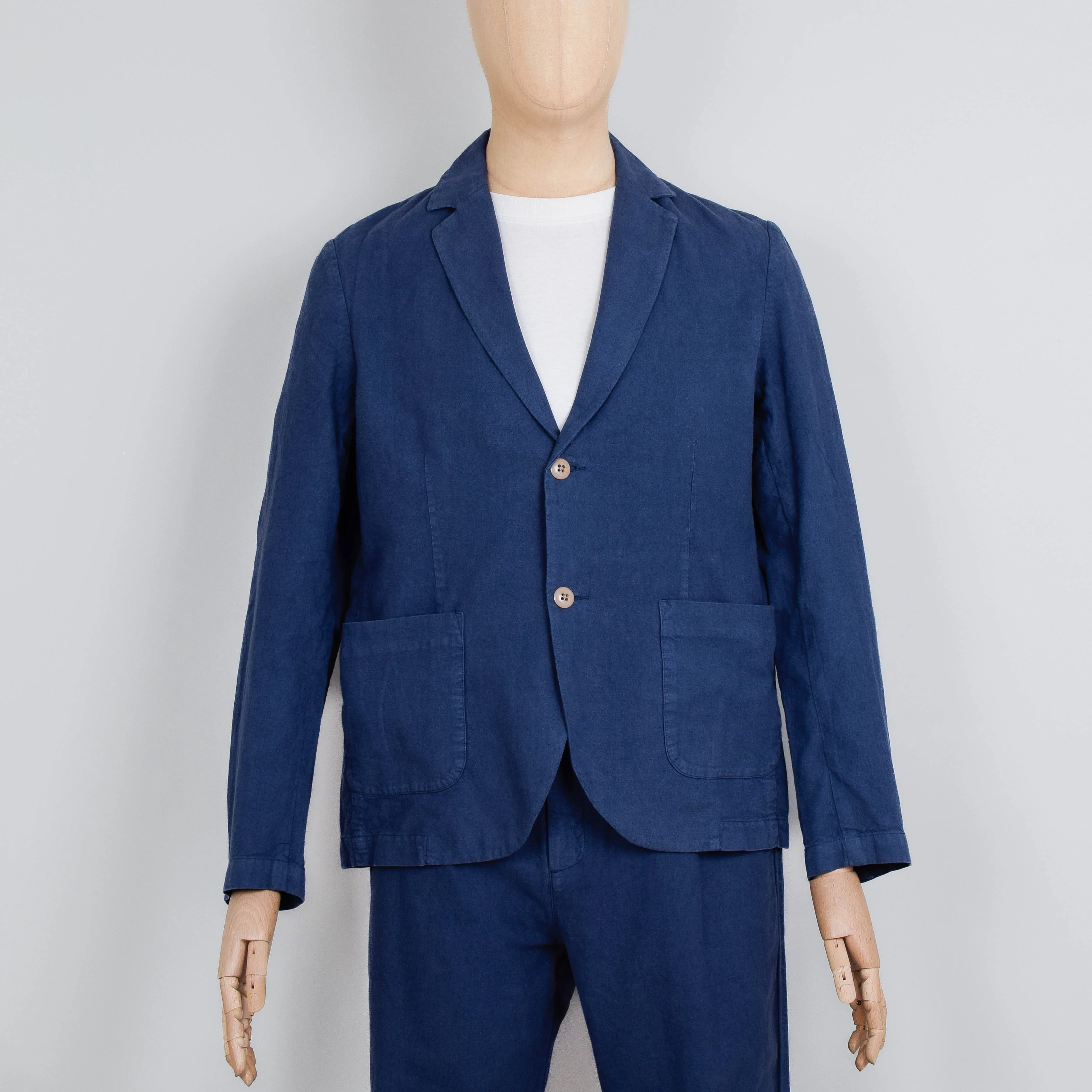 Folk Cotton Linen Blazer - Woad