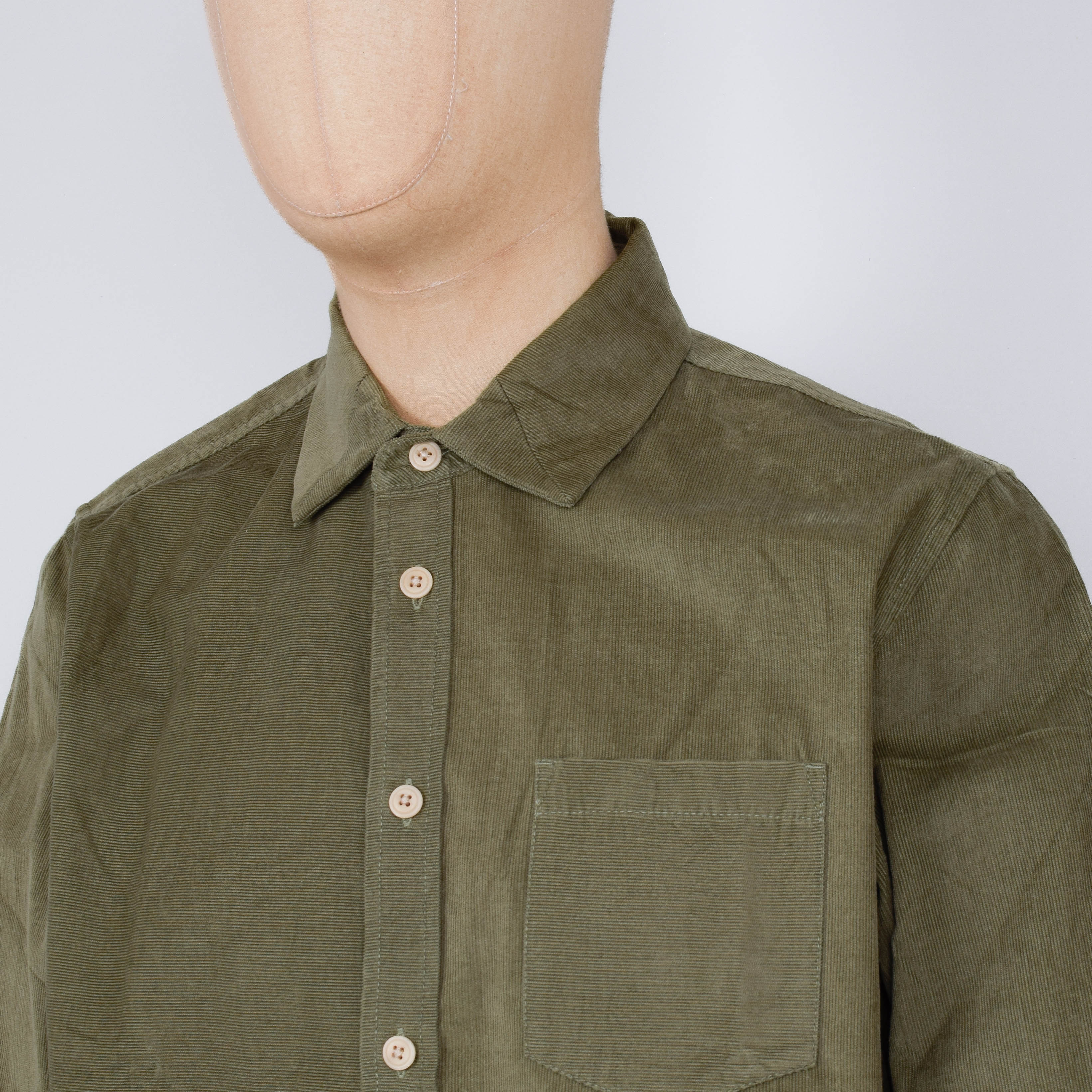 Folk Direction Babycord Shirt - Olive - Image 2