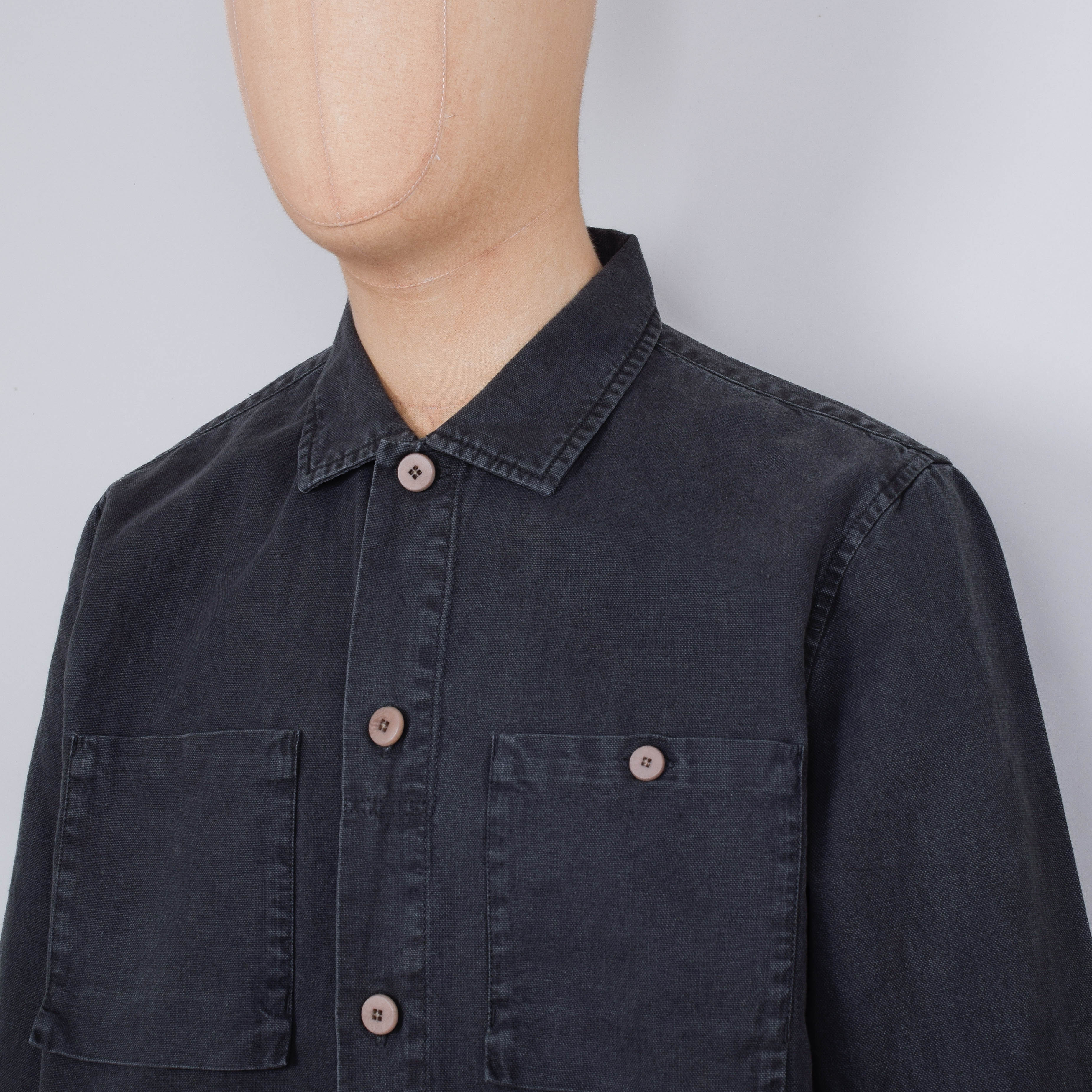 Folk Patch Overshirt - Charcoal, Hemp Canvas - Image 2