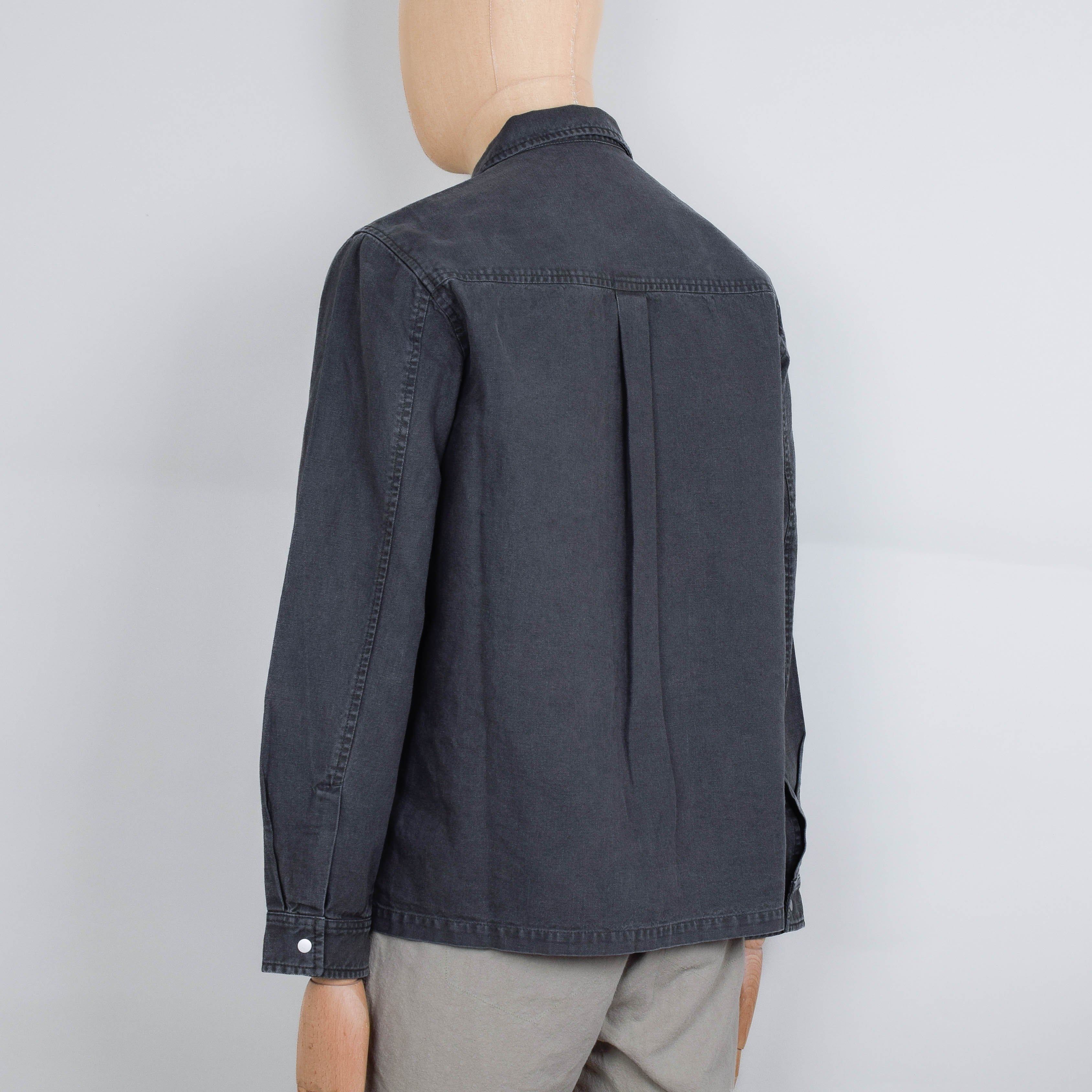 Folk Patch Overshirt - Charcoal, Hemp Canvas - Image 3