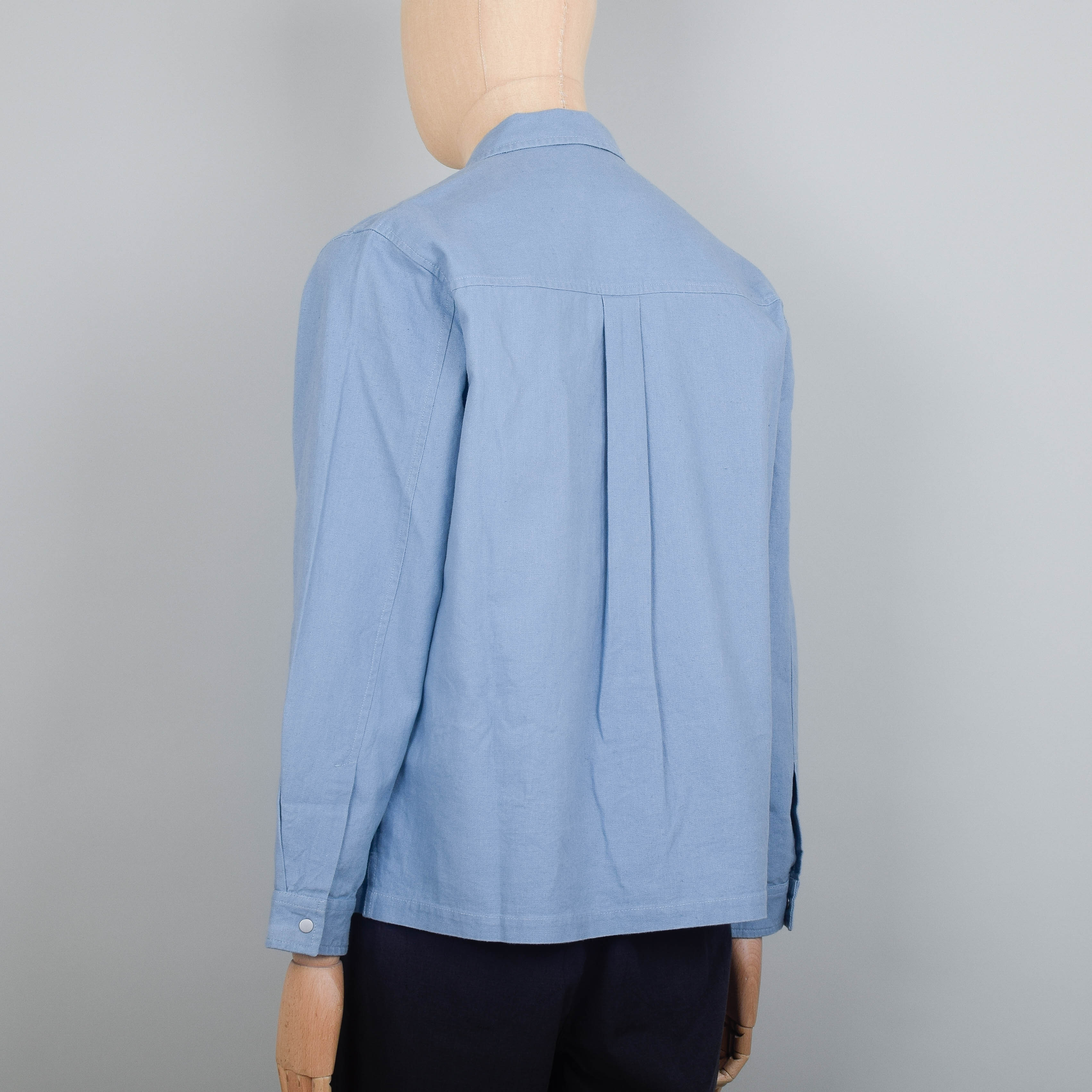 Folk Patch Overshirt - Washed Blue Hemp Canvas - Image 3