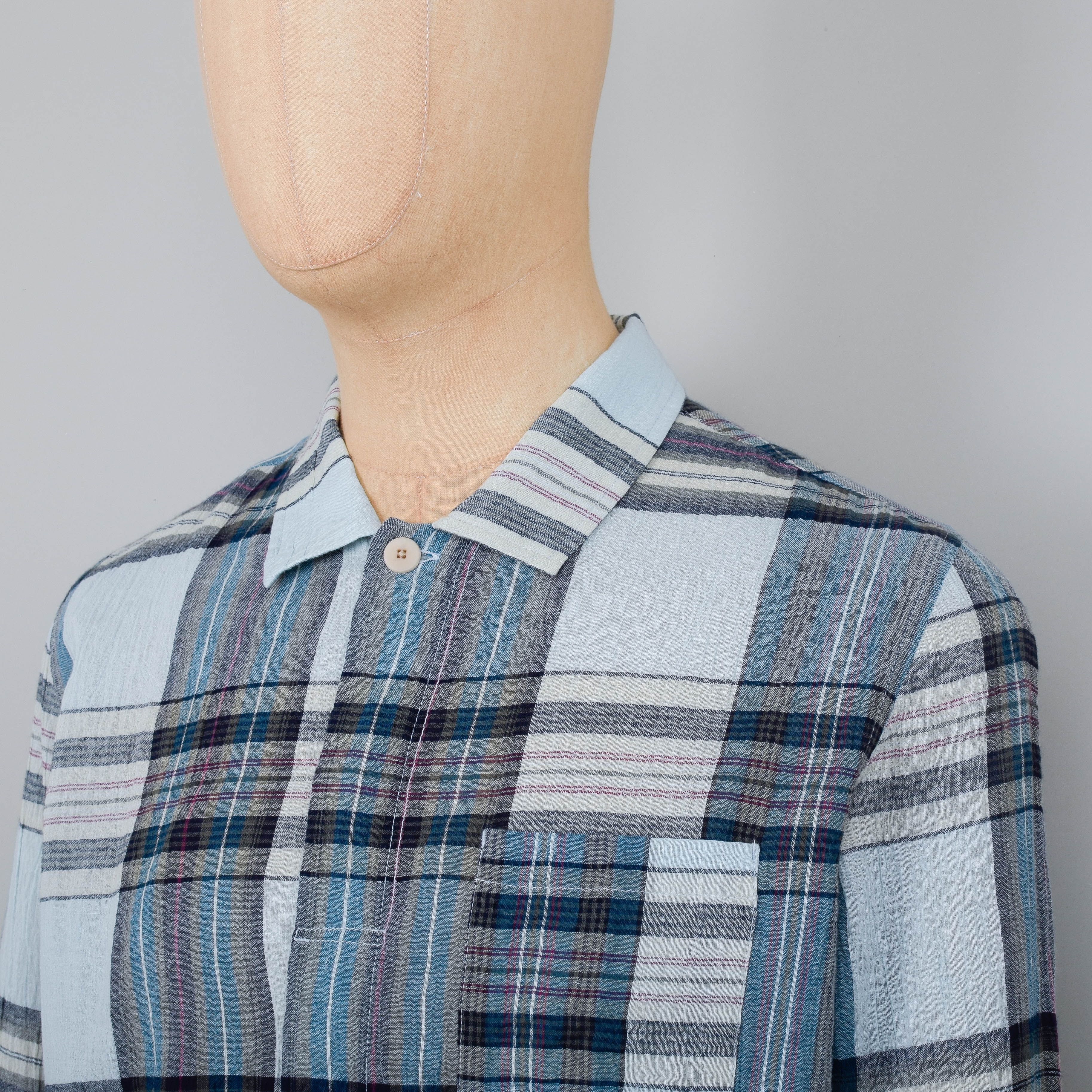 Folk Patch Shirt - Ocean Blue Check - Image 2