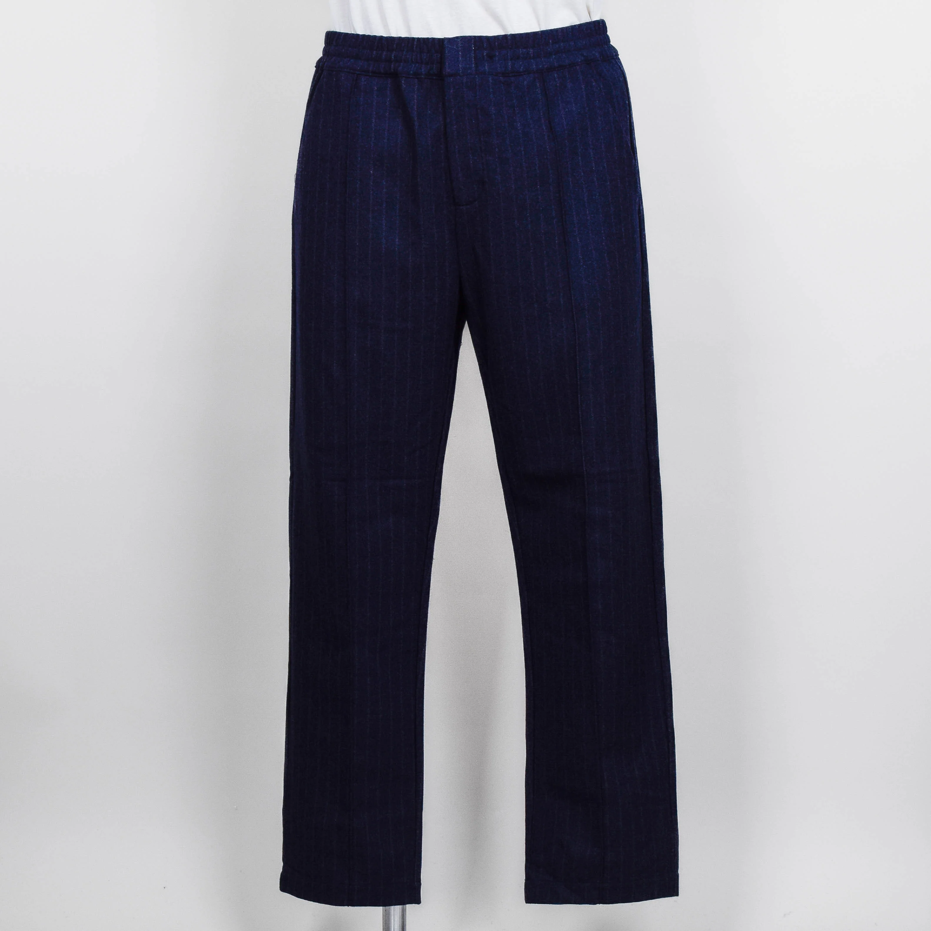 Folk Pintuck Trouser - Navy Wool Stripe