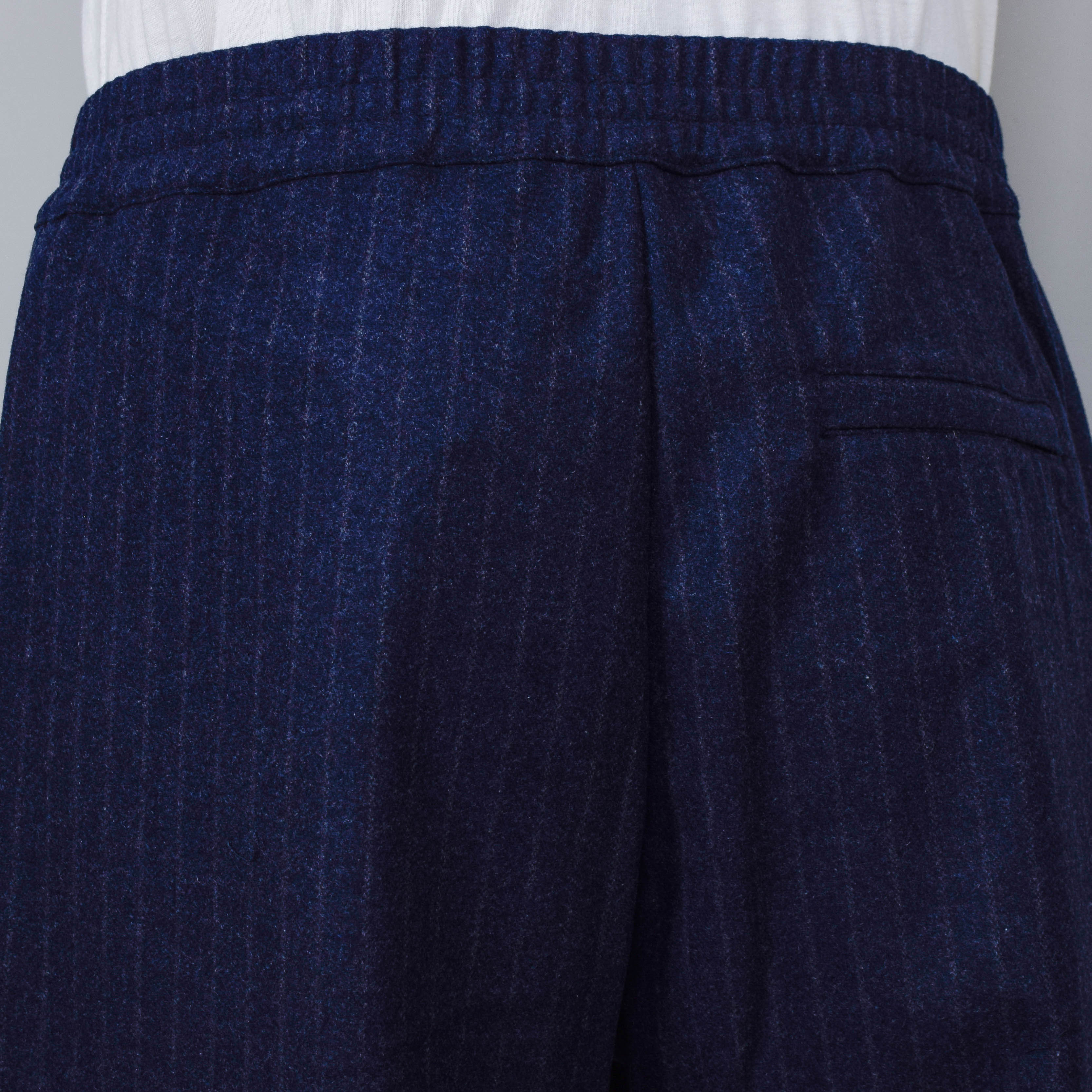 Folk Pintuck Trouser - Navy Wool Stripe - Image 3