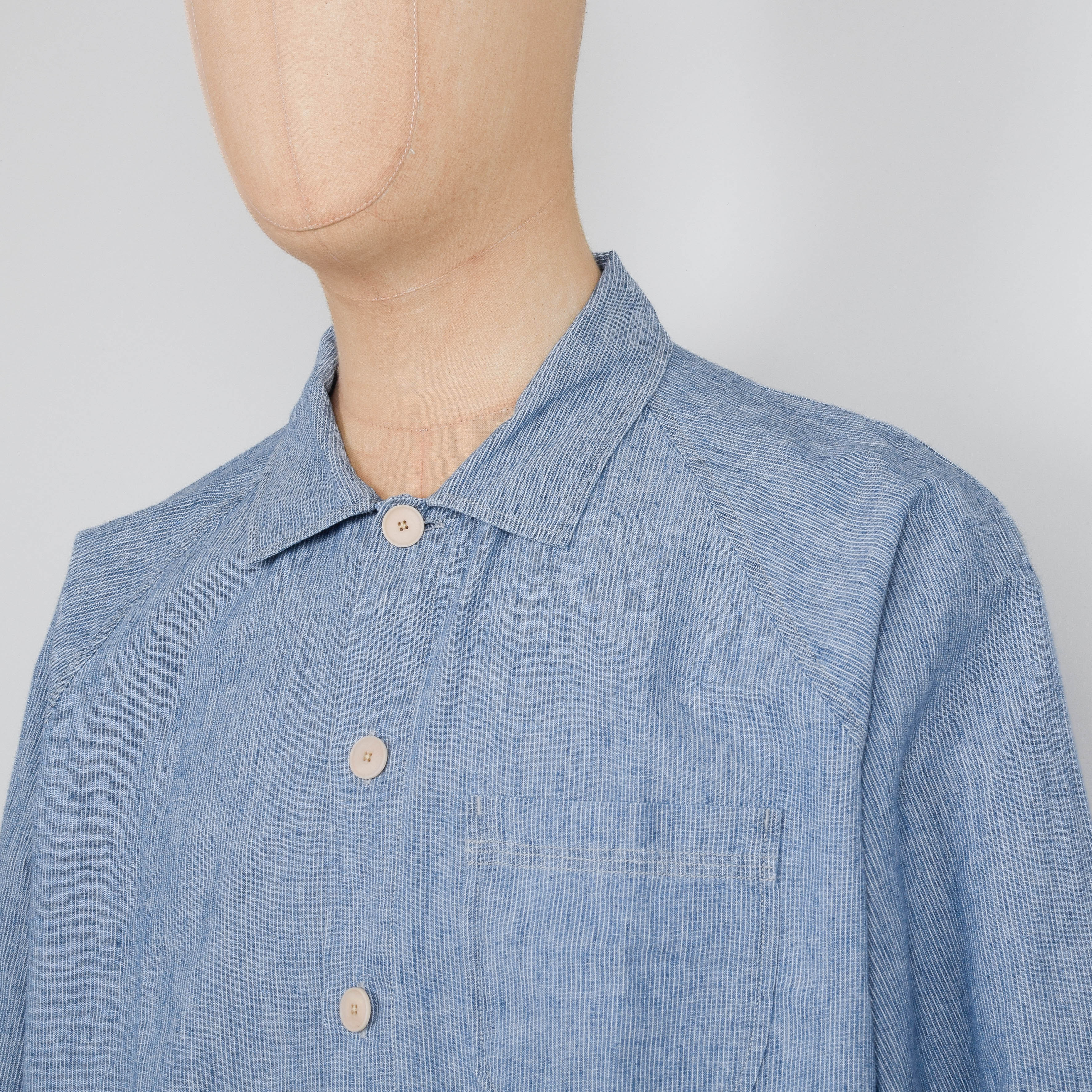 Folk Raglan Shirt - Washed Indigo Stripe - Image 2